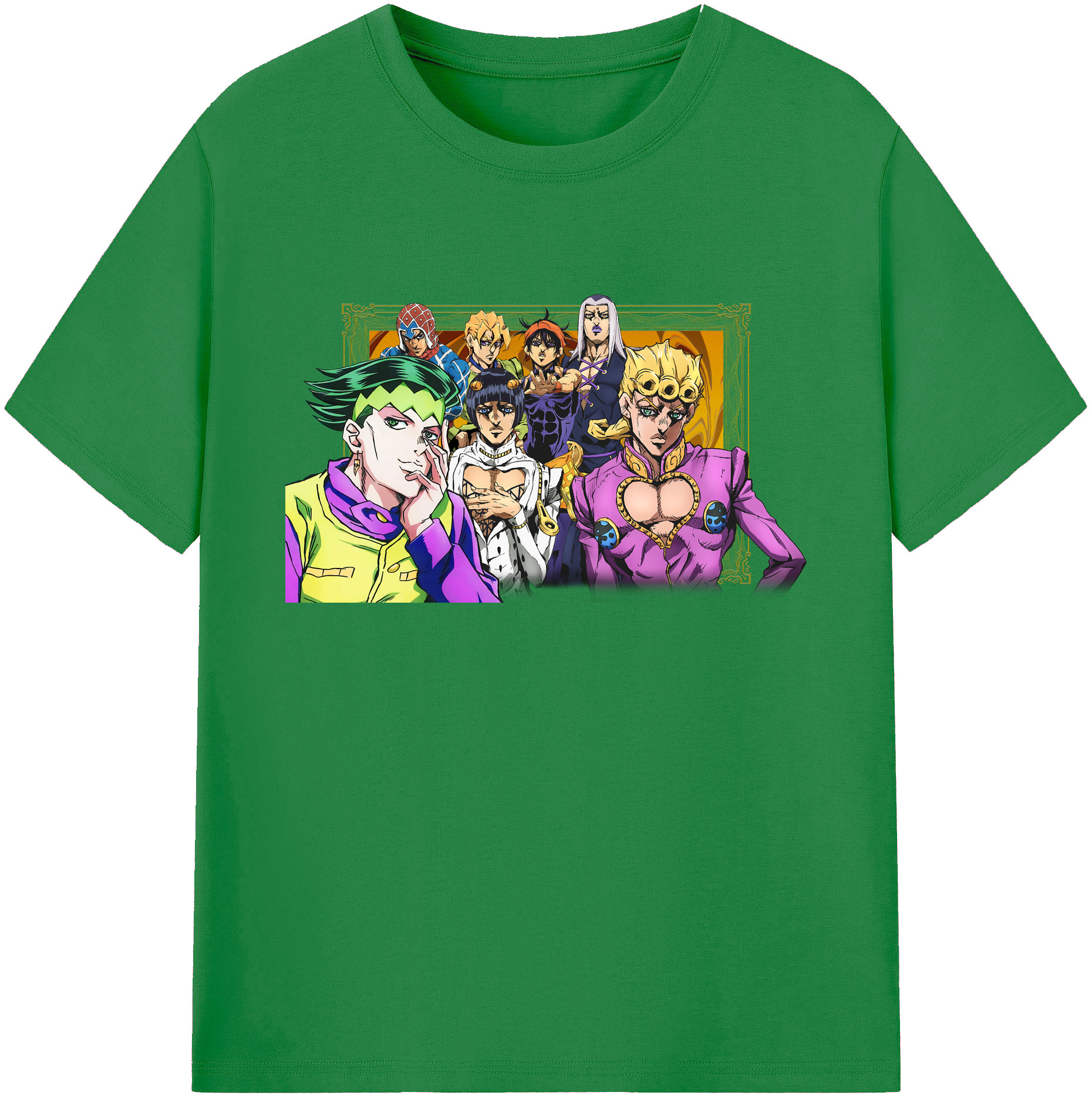 （画像用） ジョジョの奇妙な冒険 ジョルノ?ジョバァーナ JoJo's Bizarre Adventure Giorno Giovanna 綿100％ メンズ半袖Tシャツ｜肌触りやわらか＆通気性