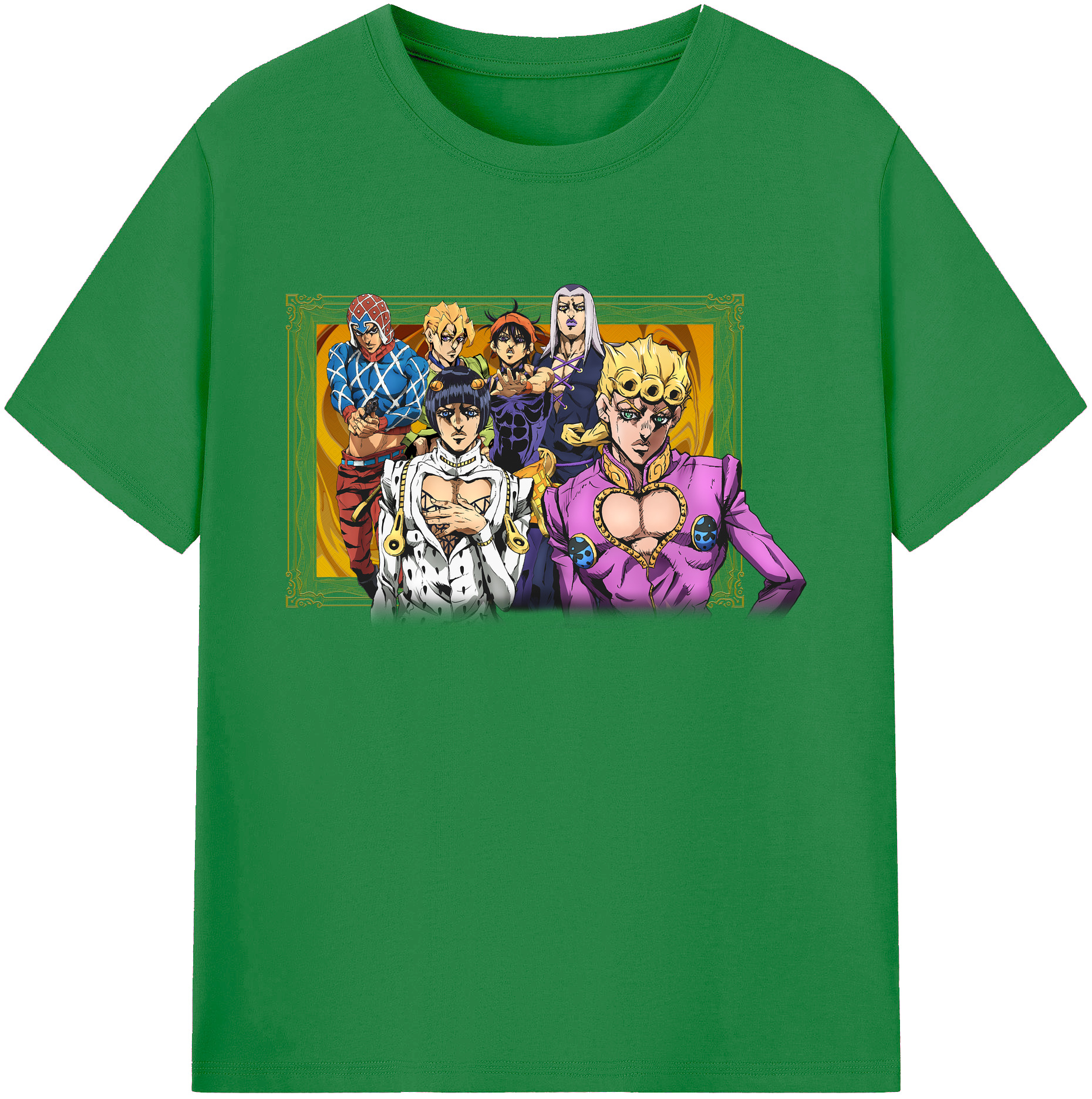 （画像用） ジョジョの奇妙な冒険 ジョルノ?ジョバァーナ JoJo's Bizarre Adventure Giorno Giovanna 綿100％ メンズ半袖Tシャツ｜肌触りやわらか＆通気性