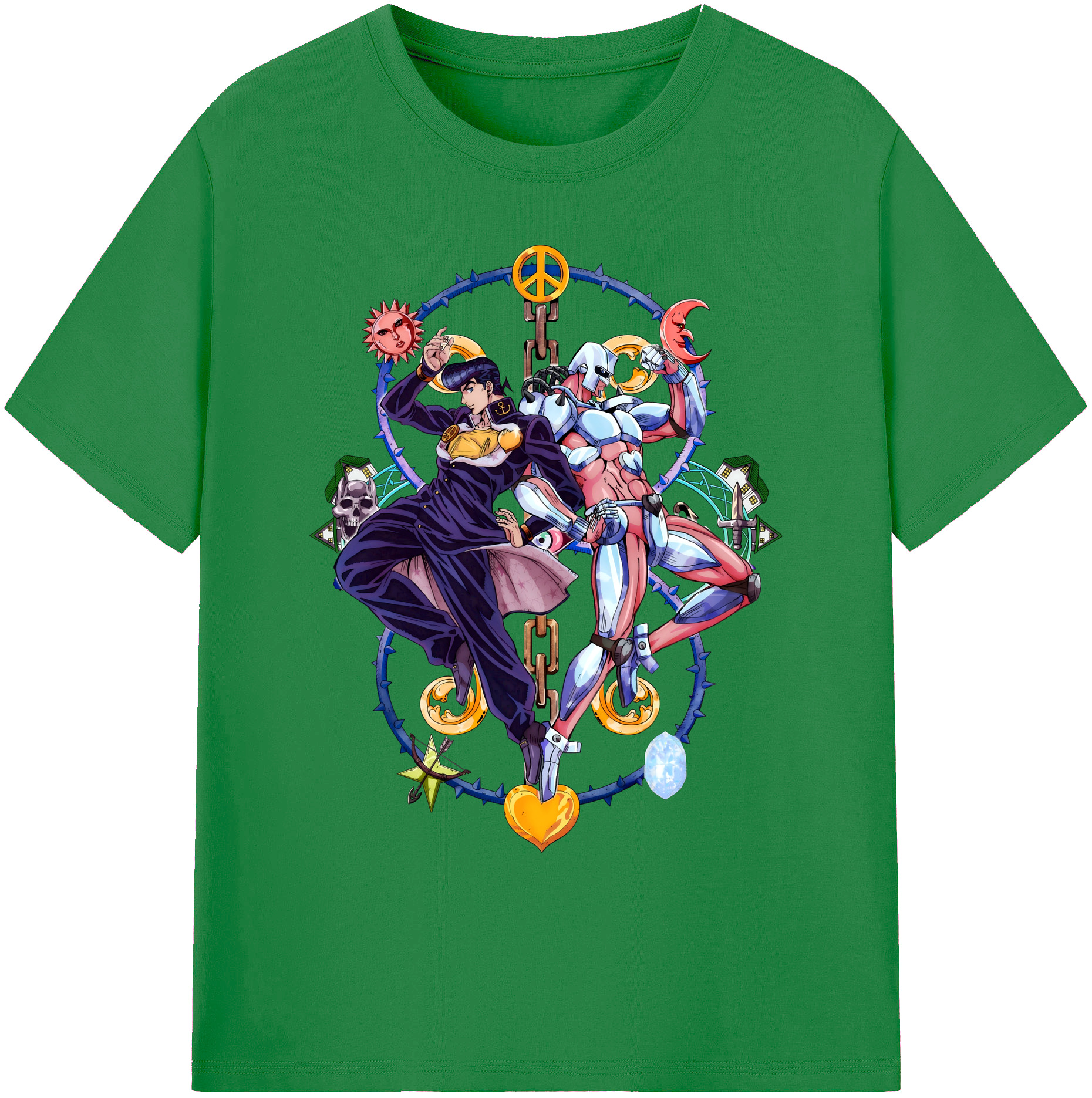 （画像用） ジョジョの奇妙な冒険 ひがしかた じょうすけ JoJo's Bizarre Adventure Higashikata Josuke 綿100％ メンズ半袖Tシャツ｜肌触りやわらか＆通気性