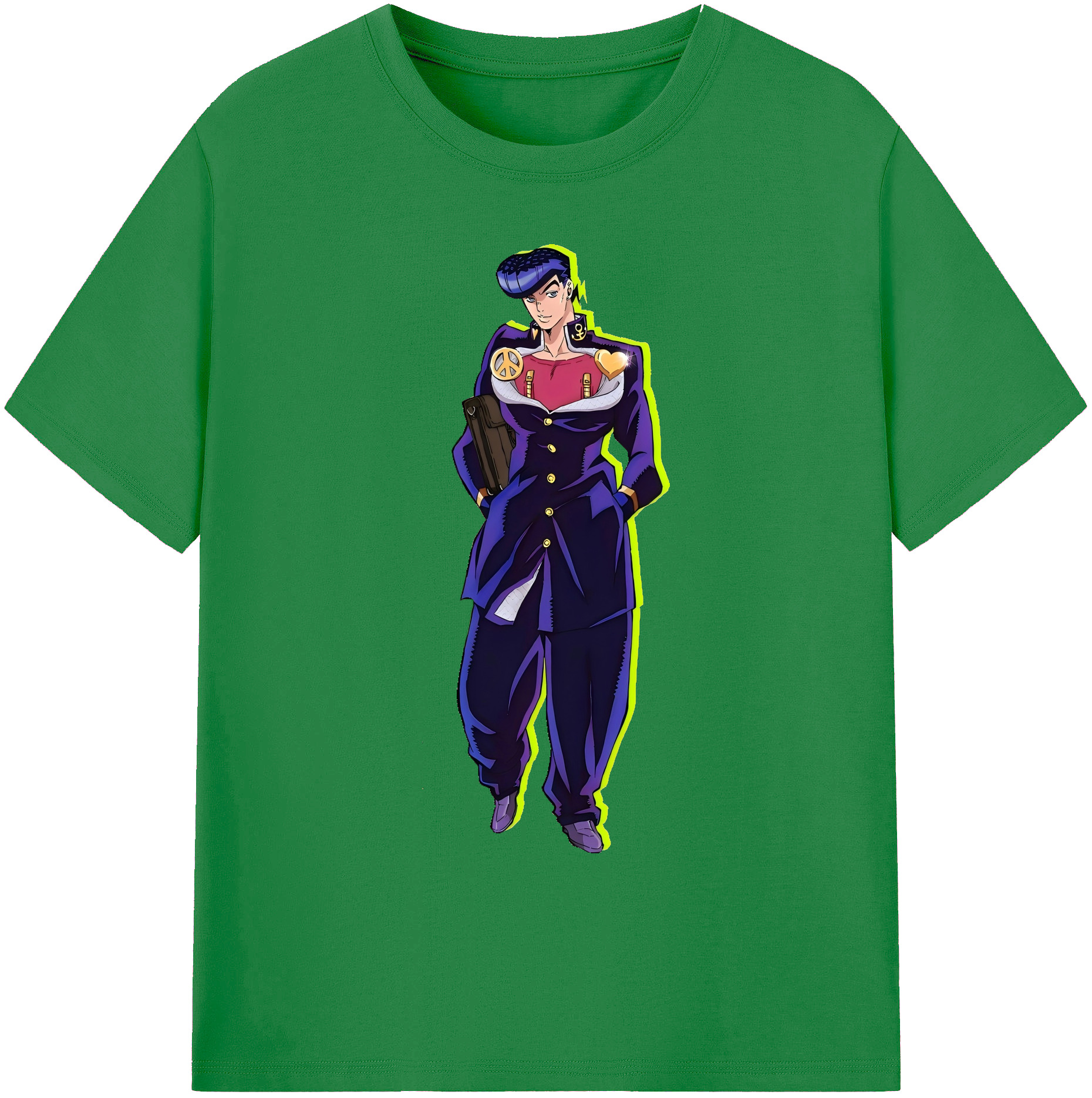（画像用） ジョジョの奇妙な冒険 ひがしかた じょうすけ JoJo's Bizarre Adventure Higashikata Josuke 綿100％ メンズ半袖Tシャツ｜肌触りやわらか＆通気性