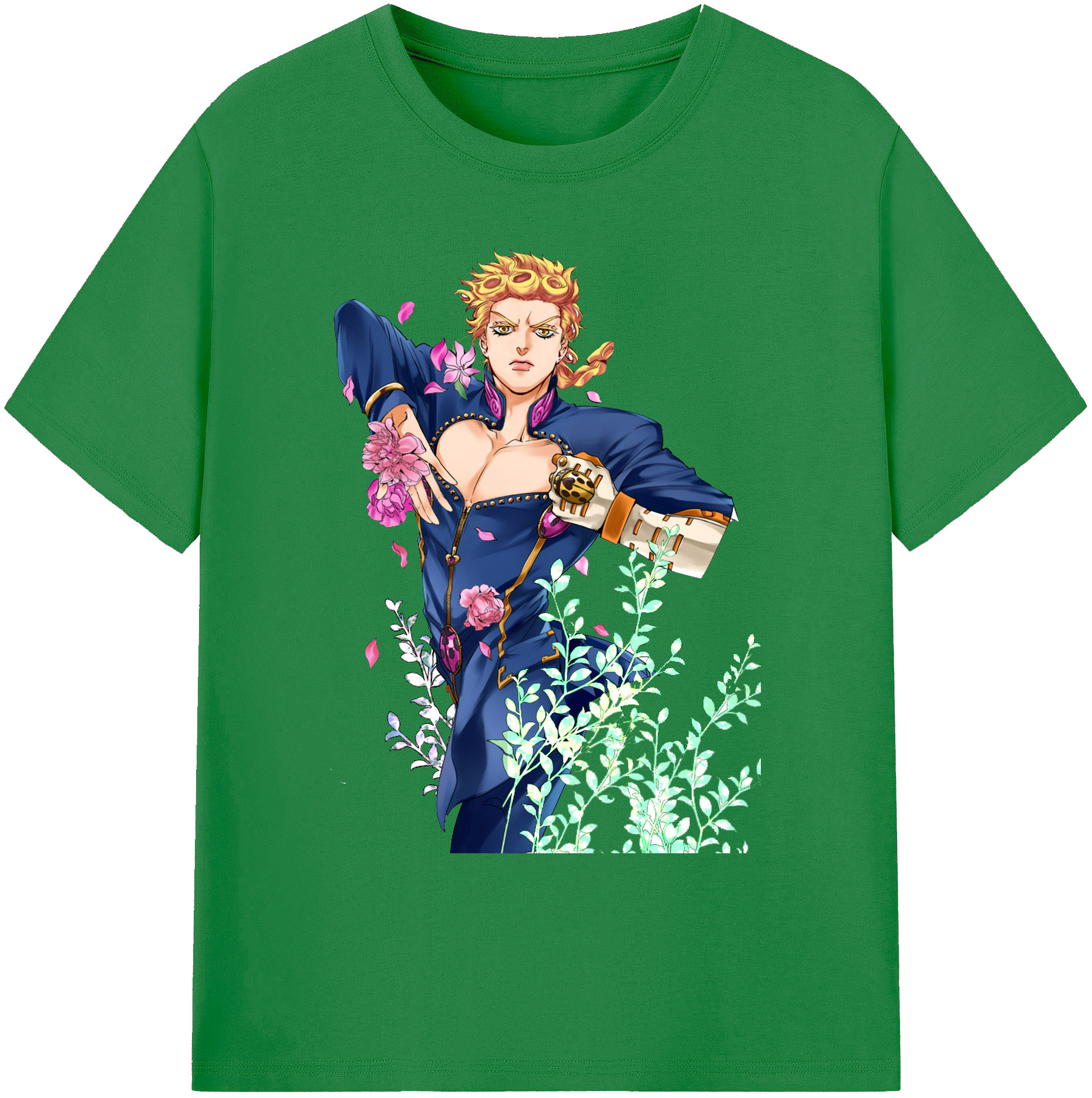 （画像用） ジョジョの奇妙な冒険 ジョルノ?ジョバァーナ JoJo's Bizarre Adventure Giorno Giovanna 綿100％ メンズ半袖Tシャツ｜肌触りやわらか＆通気性