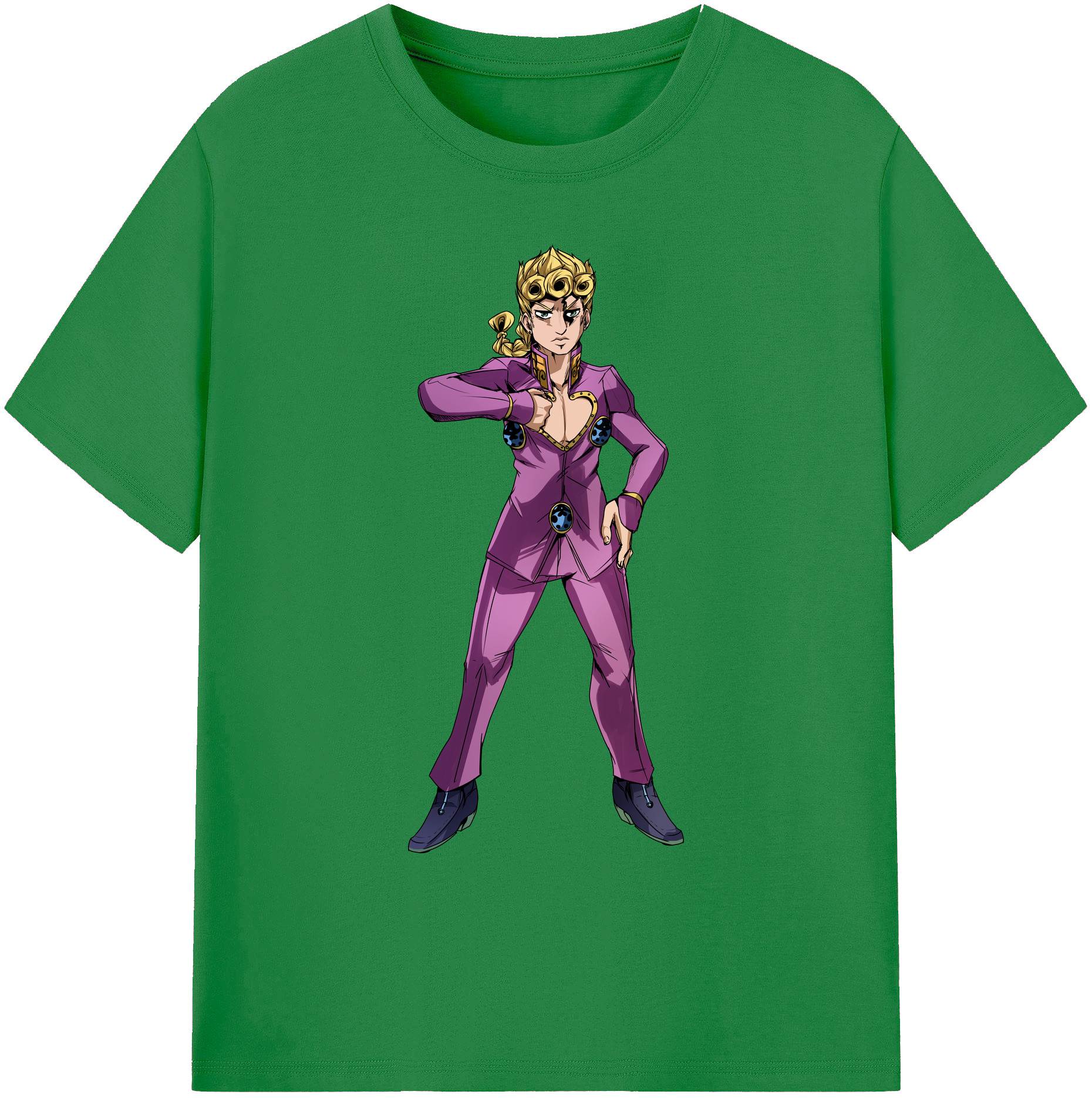 （画像用） ジョジョの奇妙な冒険 ジョルノ?ジョバァーナ JoJo's Bizarre Adventure Giorno Giovanna 綿100％ メンズ半袖Tシャツ｜肌触りやわらか＆通気性