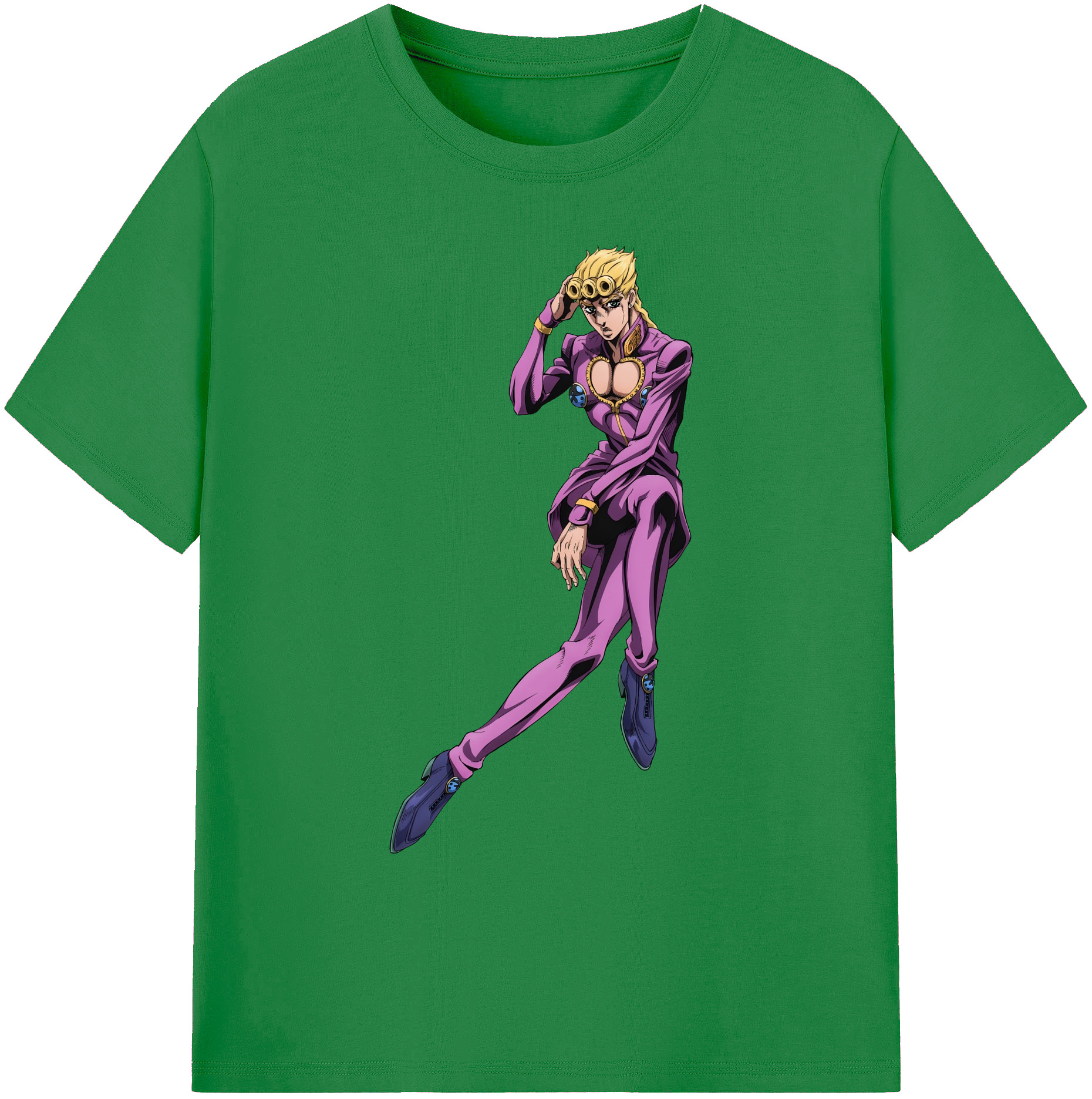 （画像用） ジョジョの奇妙な冒険 ジョルノ?ジョバァーナ JoJo's Bizarre Adventure Giorno Giovanna 綿100％ メンズ半袖Tシャツ｜肌触りやわらか＆通気性