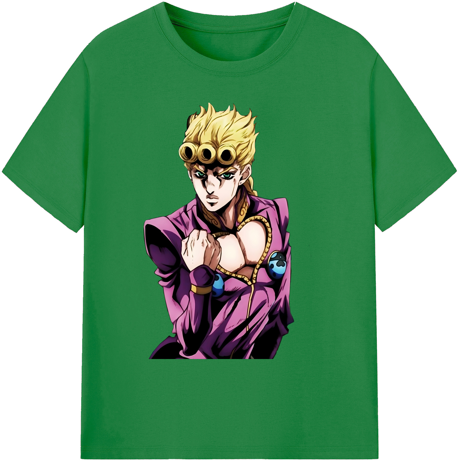 （画像用） ジョジョの奇妙な冒険 ジョルノ?ジョバァーナ JoJo's Bizarre Adventure Giorno Giovanna 綿100％ メンズ半袖Tシャツ｜肌触りやわらか＆通気性