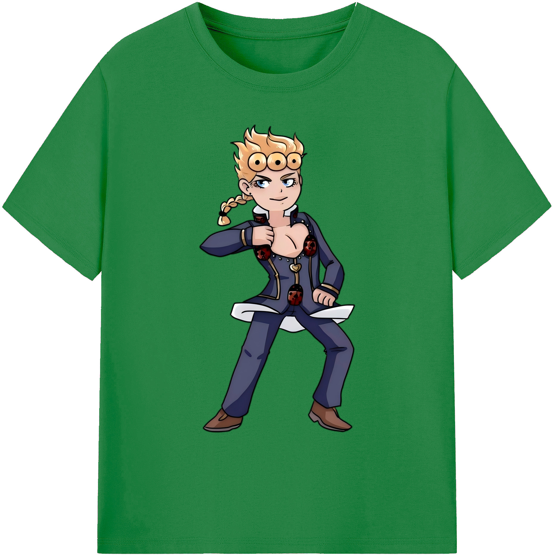 （画像用） ジョジョの奇妙な冒険 ジョルノ?ジョバァーナ JoJo's Bizarre Adventure Giorno Giovanna 綿100％ メンズ半袖Tシャツ｜肌触りやわらか＆通気性