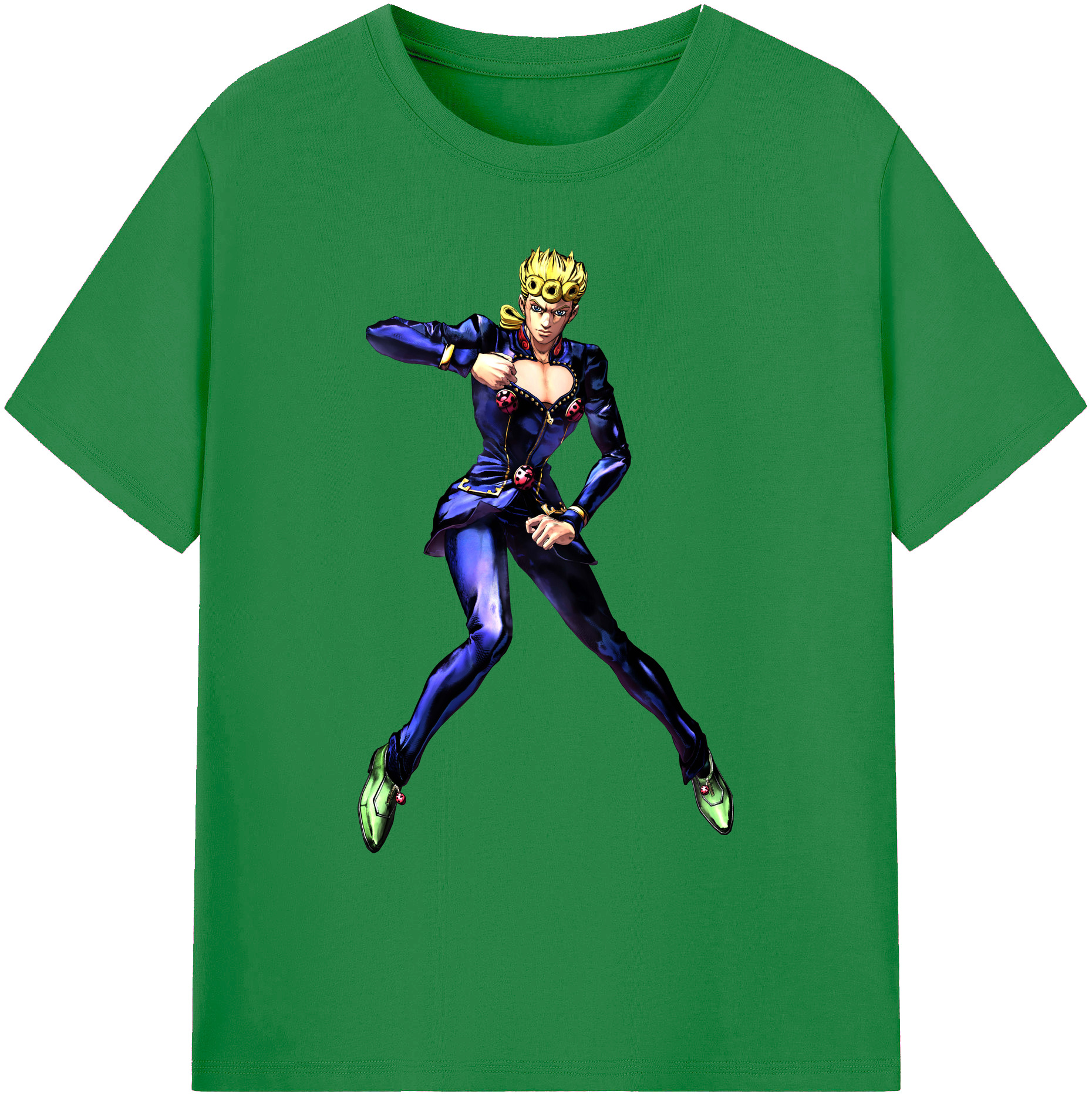 （画像用） ジョジョの奇妙な冒険 ジョルノ?ジョバァーナ JoJo's Bizarre Adventure Giorno Giovanna 綿100％ メンズ半袖Tシャツ｜肌触りやわらか＆通気性