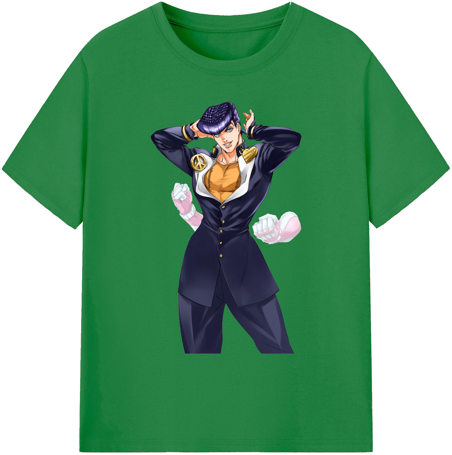 （画像用） ジョジョの奇妙な冒険 ひがしかた じょうすけ JoJo's Bizarre Adventure Higashikata Josuke 綿100％ メンズ半袖Tシャツ｜肌触りやわらか＆通気性
