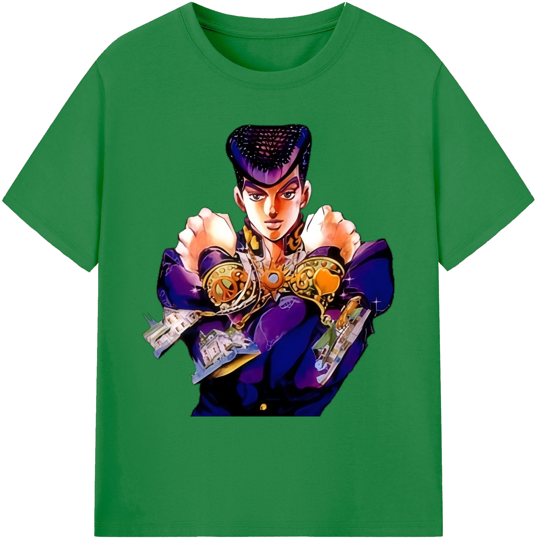 （画像用） ジョジョの奇妙な冒険 ひがしかた じょうすけ JoJo's Bizarre Adventure Higashikata Josuke 綿100％ メンズ半袖Tシャツ｜肌触りやわらか＆通気性