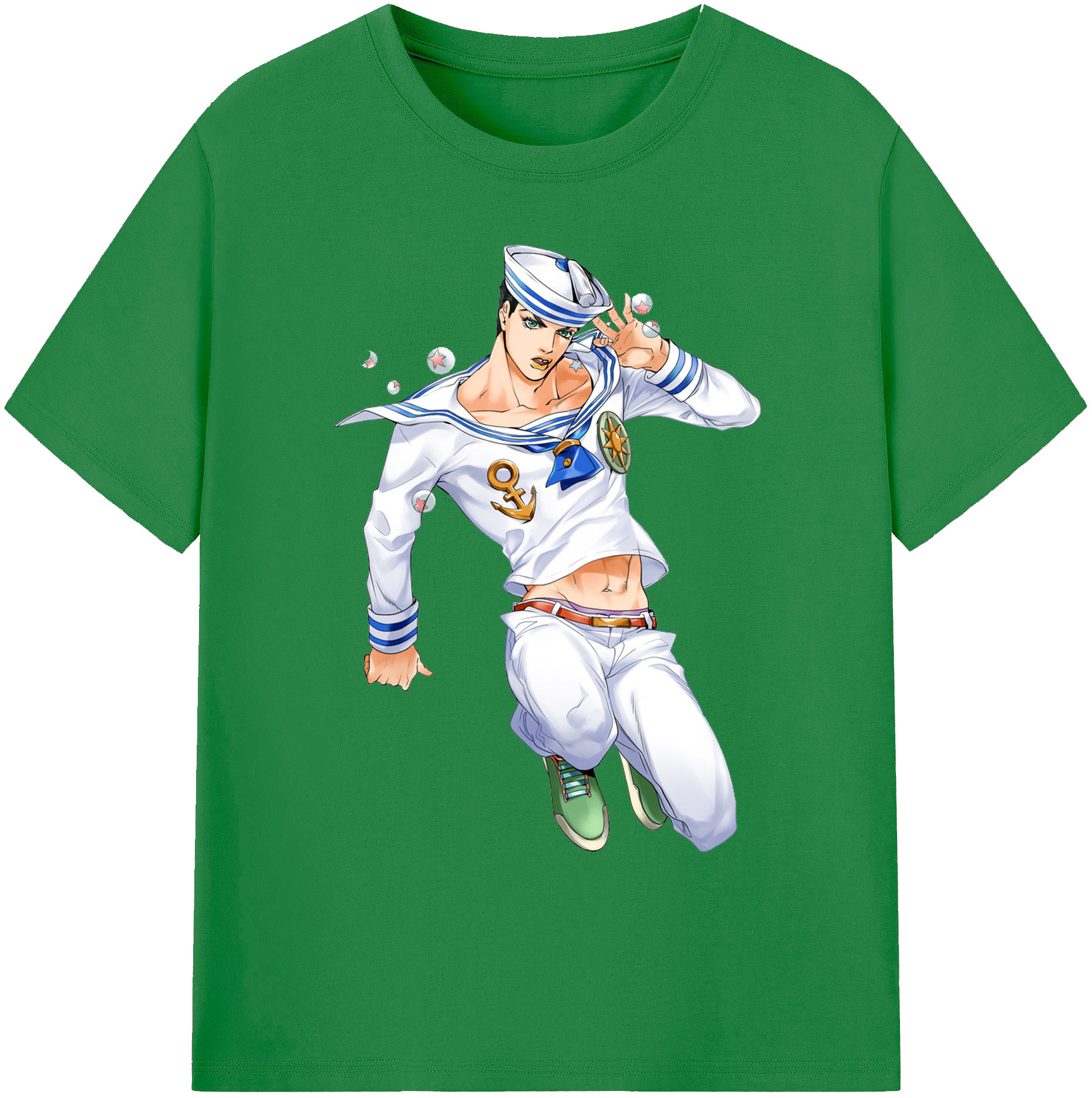 （画像用） ジョジョの奇妙な冒険 東方定助 JoJo's Bizarre Adventure Higashikata Josuke 綿100％ メンズ半袖Tシャツ｜肌触りやわらか＆通気性