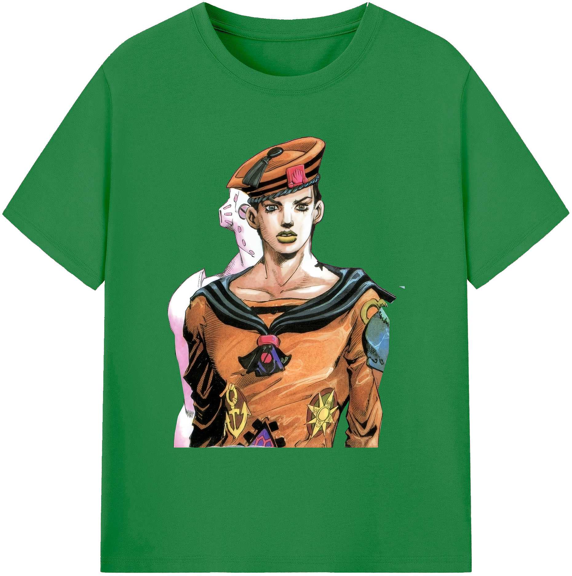 （画像用） ジョジョの奇妙な冒険 東方定助 JoJo's Bizarre Adventure Higashikata Josuke 綿100％ メンズ半袖Tシャツ｜肌触りやわらか＆通気性