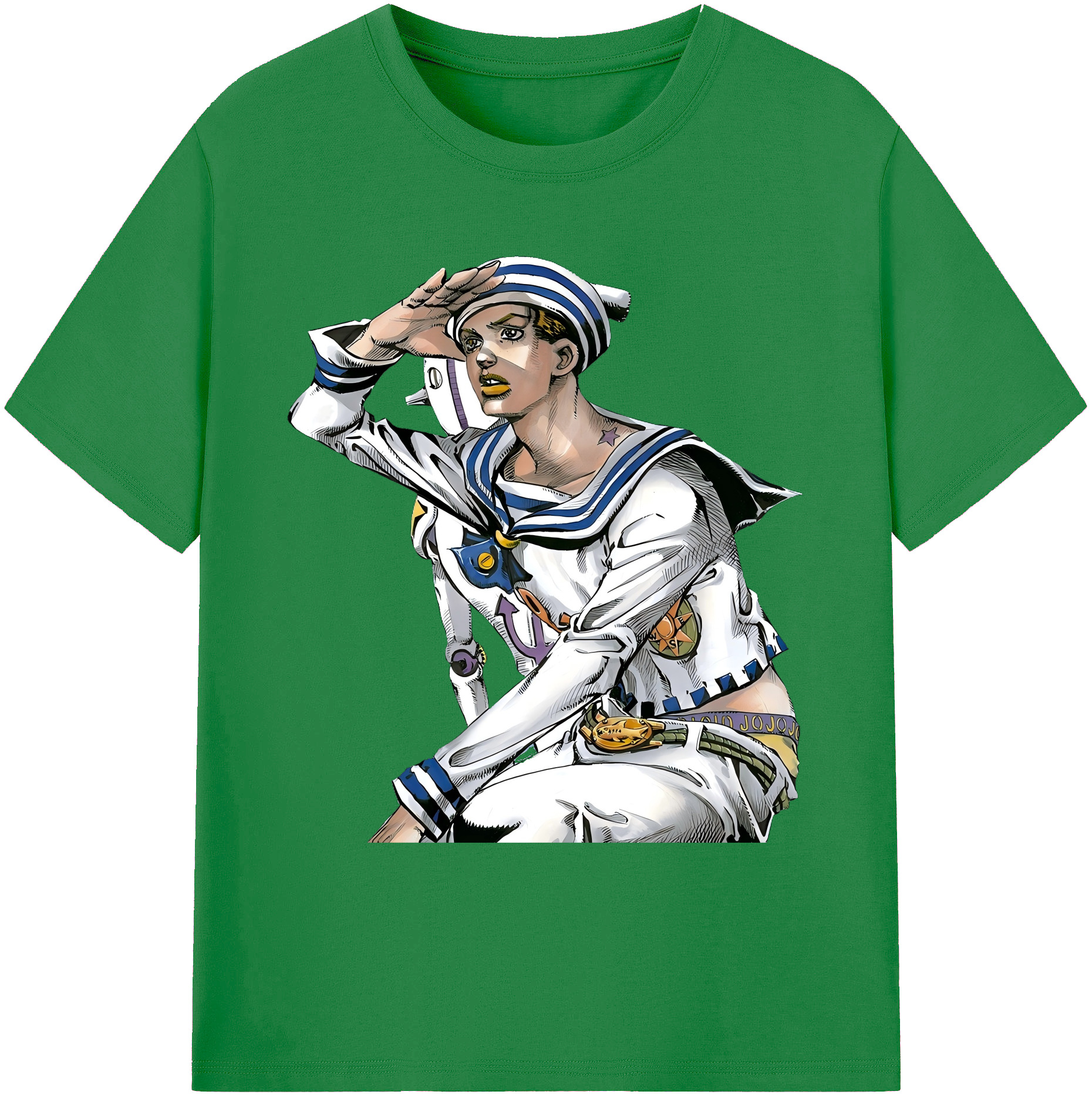 （画像用） ジョジョの奇妙な冒険 東方定助 JoJo's Bizarre Adventure Higashikata Josuke 綿100％ メンズ半袖Tシャツ｜肌触りやわらか＆通気性