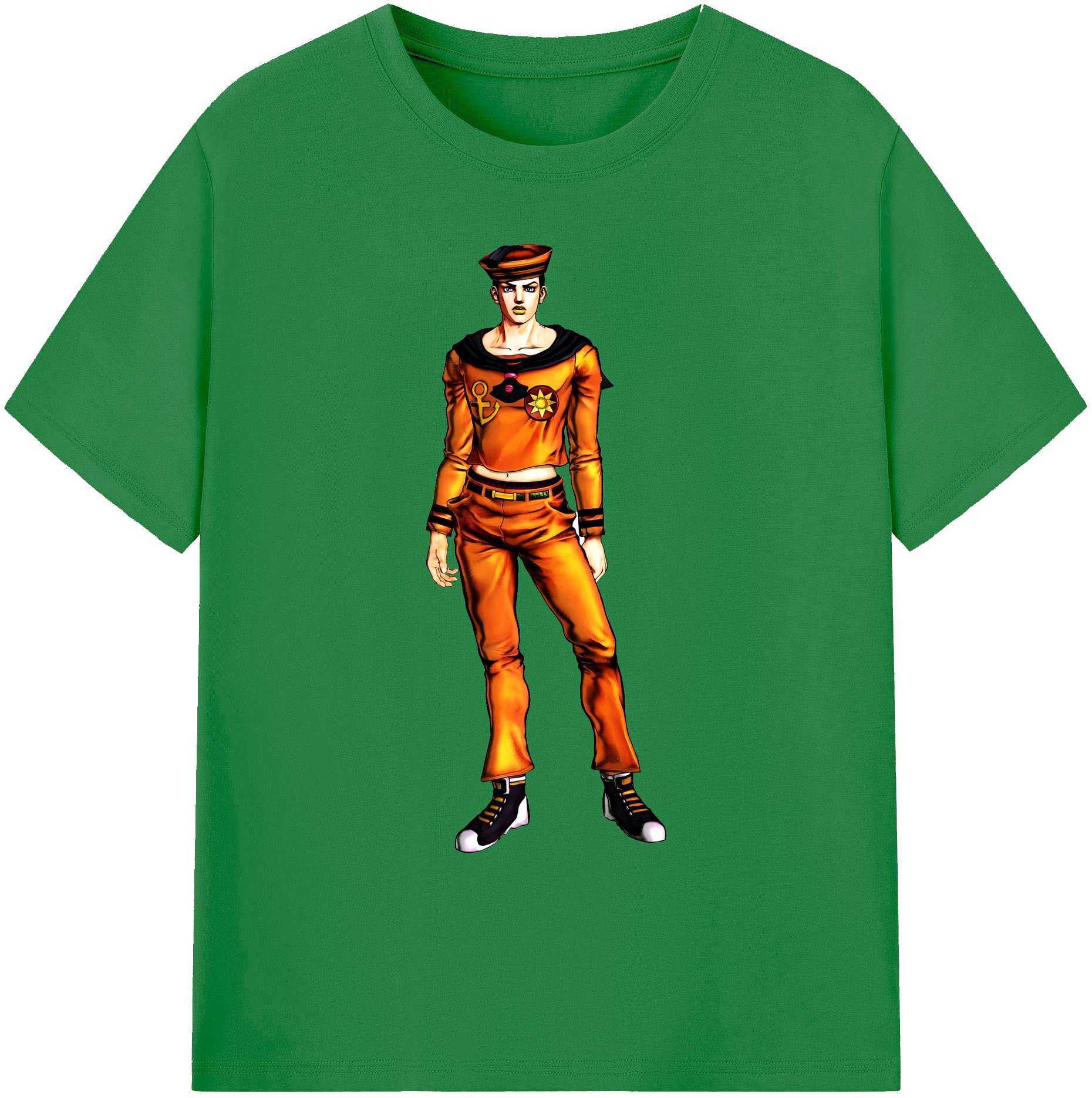 （画像用） ジョジョの奇妙な冒険 東方定助 JoJo's Bizarre Adventure Higashikata Josuke 綿100％ メンズ半袖Tシャツ｜肌触りやわらか＆通気性