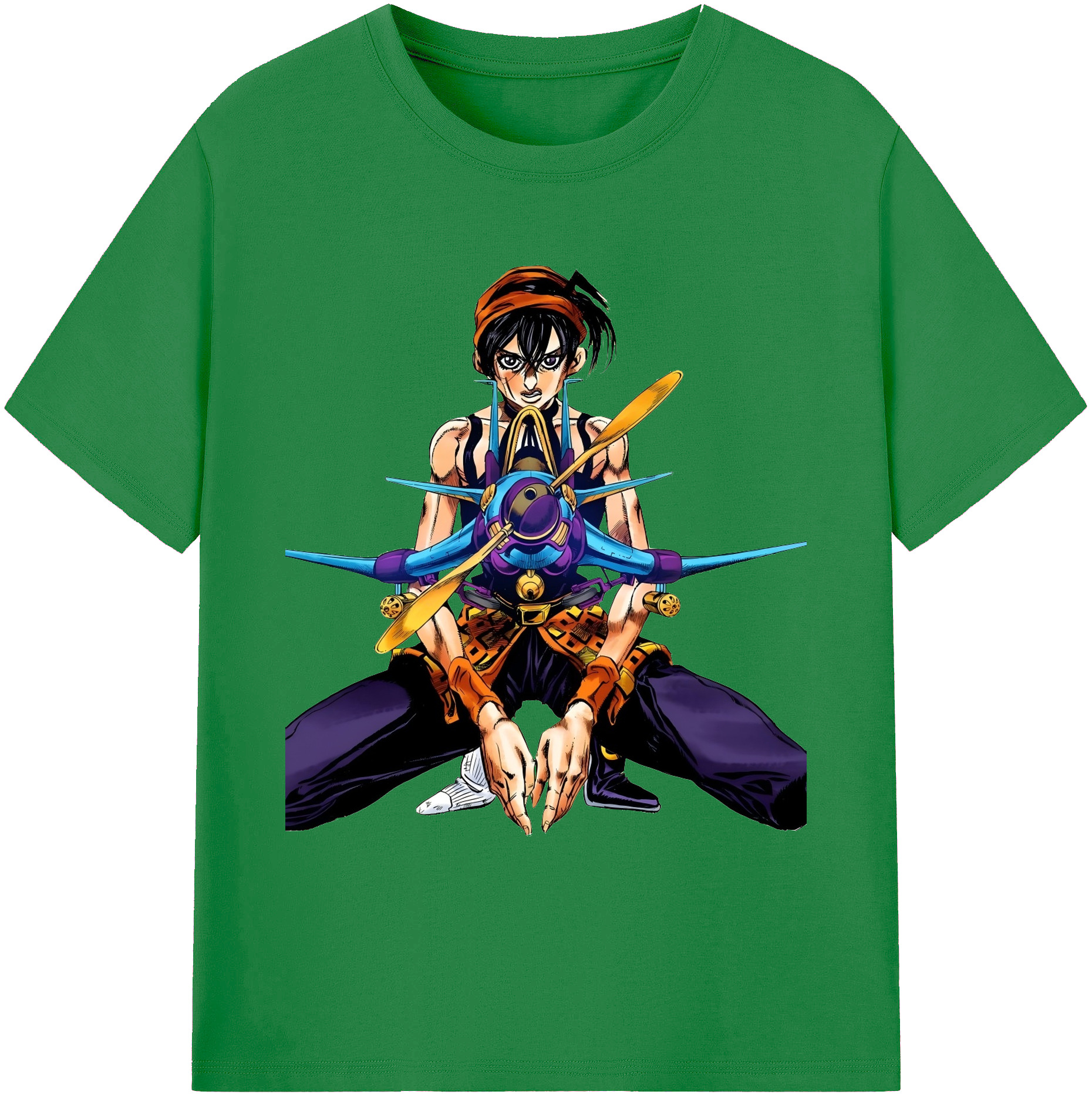 （画像用） ジョジョの奇妙な冒険 ナランチャ?ギルガ JoJo's Bizarre Adventure Narancia Ghirga 綿100％ メンズ半袖Tシャツ｜肌触りやわらか＆通気性