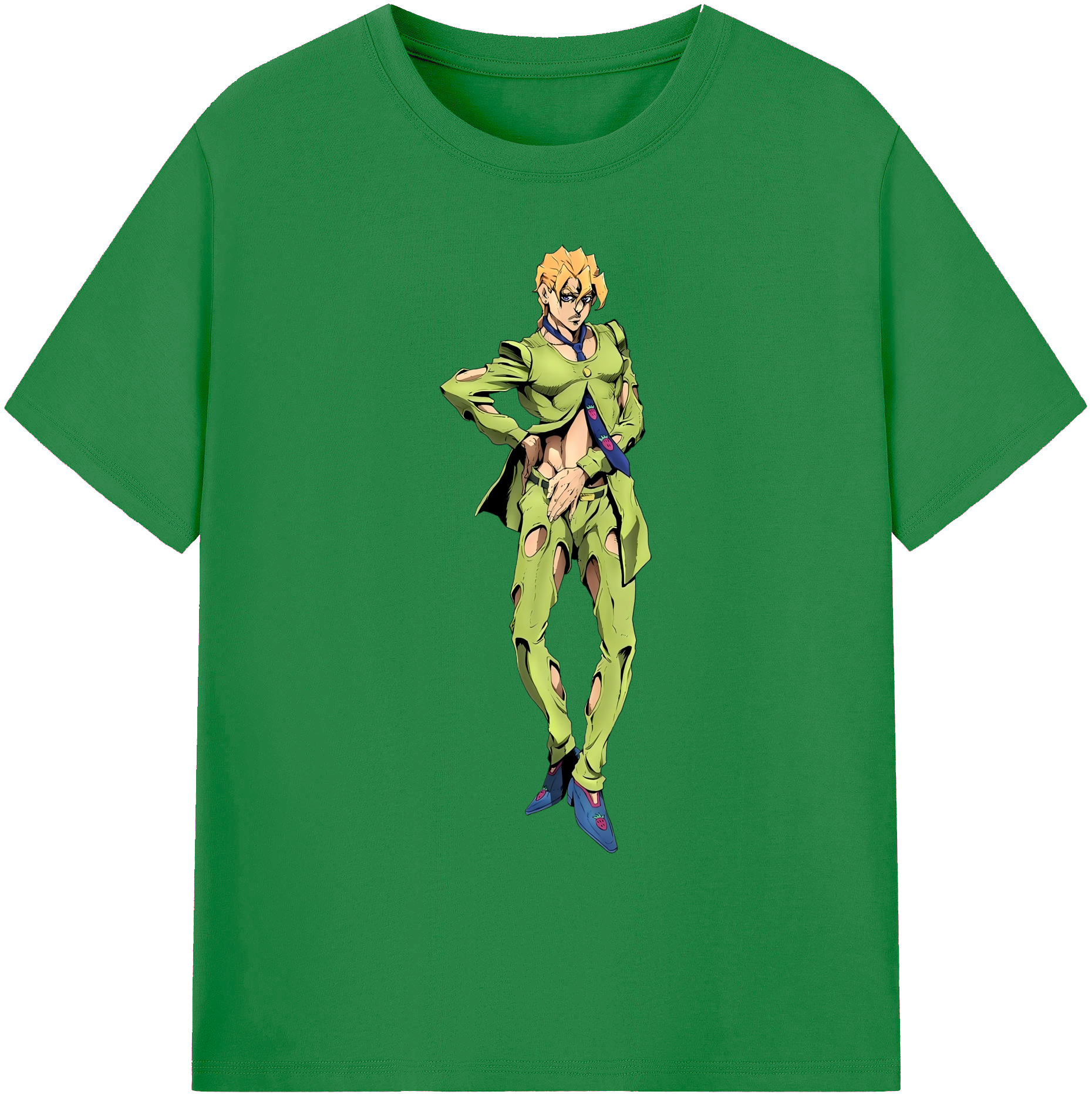 （画像用） ジョジョの奇妙な冒険 パンナコッタ?フー JoJo's Bizarre Adventure Pannacotta Fugo 綿100％ メンズ半袖Tシャツ｜肌触りやわらか＆通気性