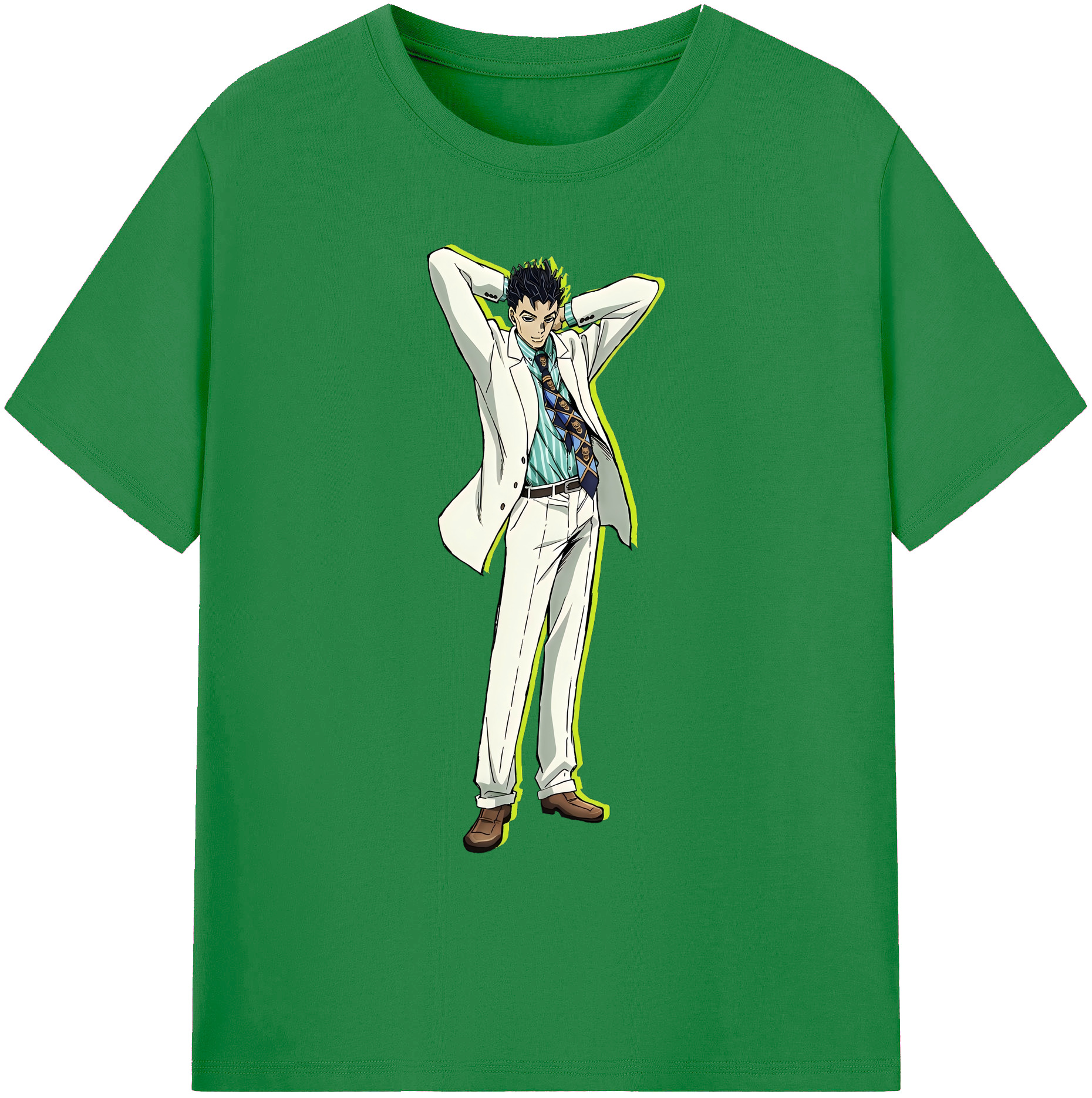 （画像用） ジョジョの奇妙な冒険 きら よしかげ JoJo's Bizarre Adventure Kira Yoshikage 綿100％ メンズ半袖Tシャツ｜肌触りやわらか＆通気性