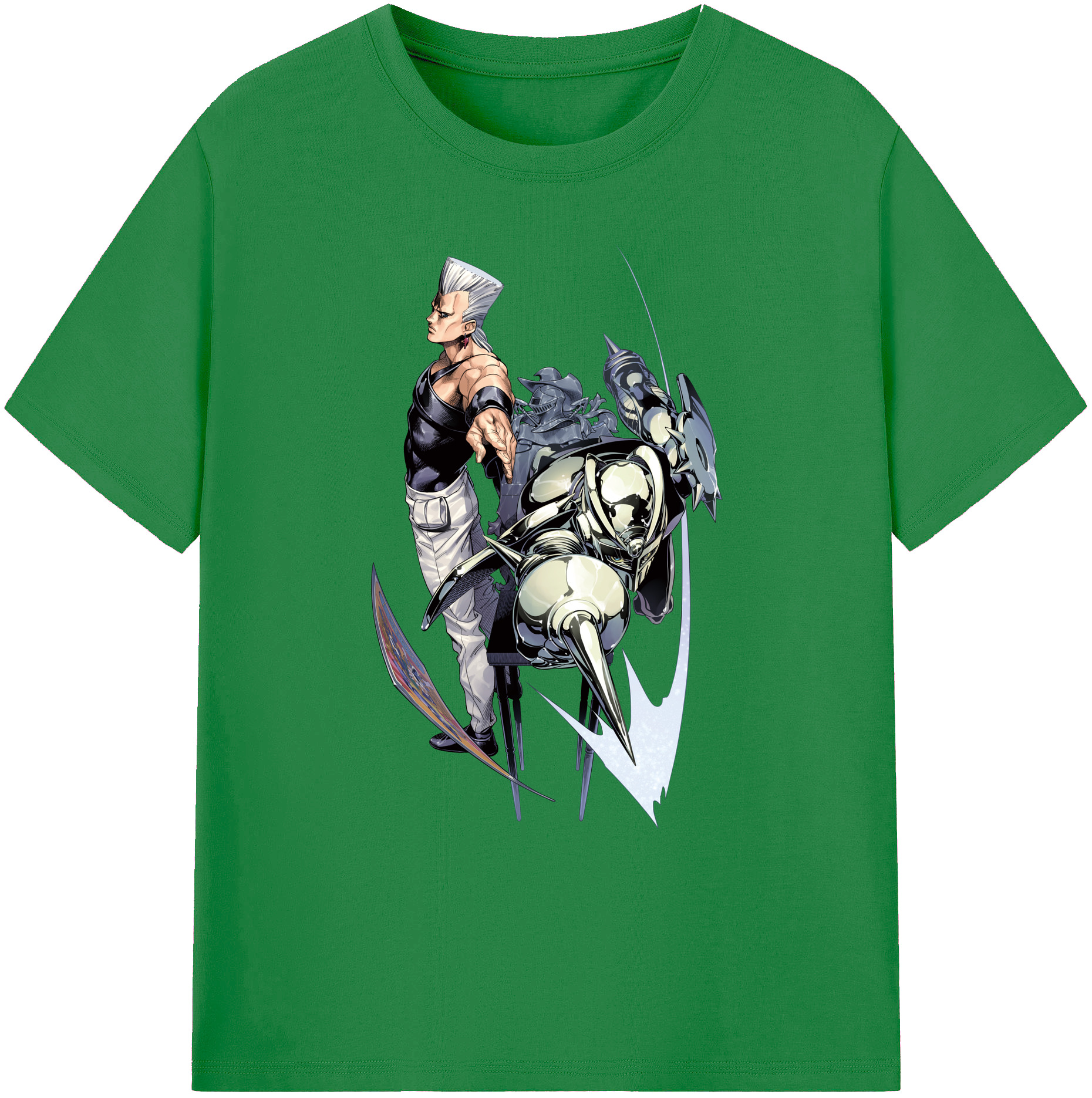 （画像用） ジョジョの奇妙な冒険 ジャン＝ピエール?ポルナレフ JoJo's Bizarre Adventure Jan Pierre Polnareff 綿100％ メンズ半袖Tシャツ｜肌触りやわらか＆通気性