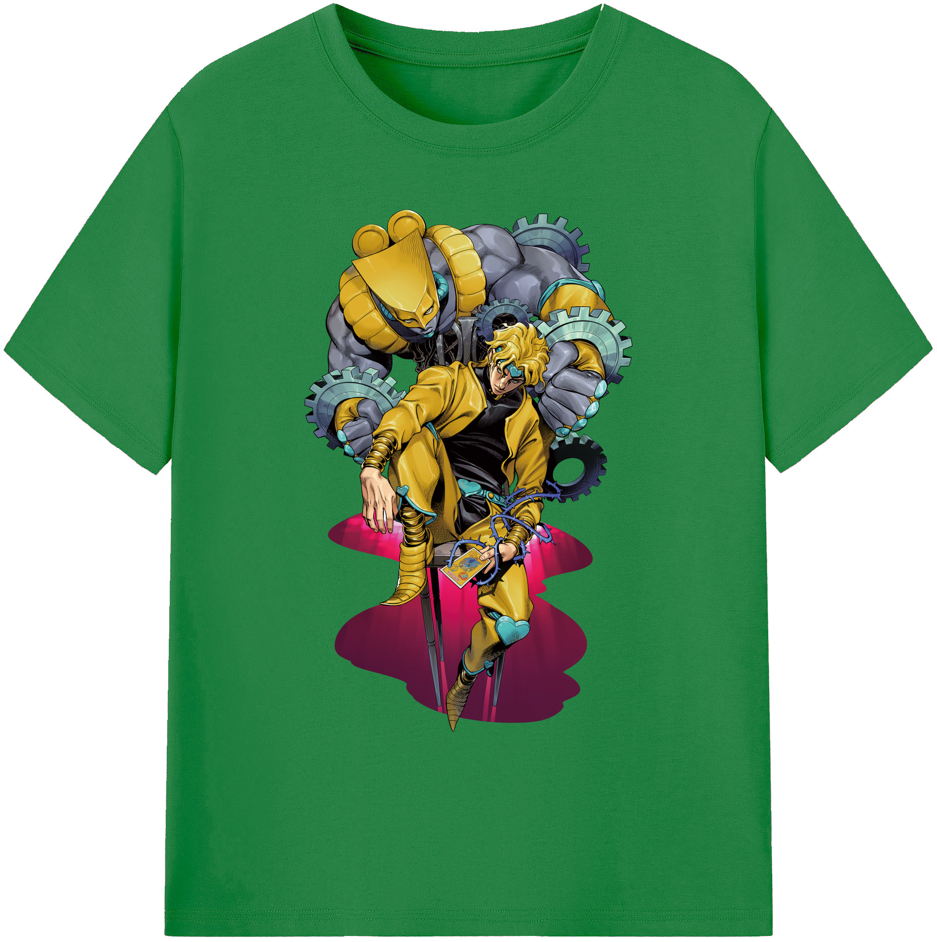 （画像用） ジョジョの奇妙な冒険 ディオ?ブランドー JoJo's Bizarre Adventure Dio Brando 綿100％ メンズ半袖Tシャツ｜肌触りやわらか＆通気性