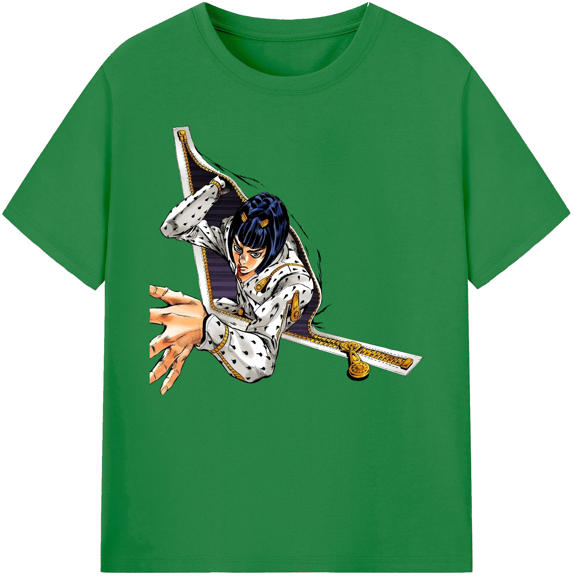 （画像用） ジョジョの奇妙な冒険 ブローノ?ブチャラティ JoJo's Bizarre Adventure Bruno Bucciarati 綿100％ メンズ半袖Tシャツ｜肌触りやわらか＆通気性