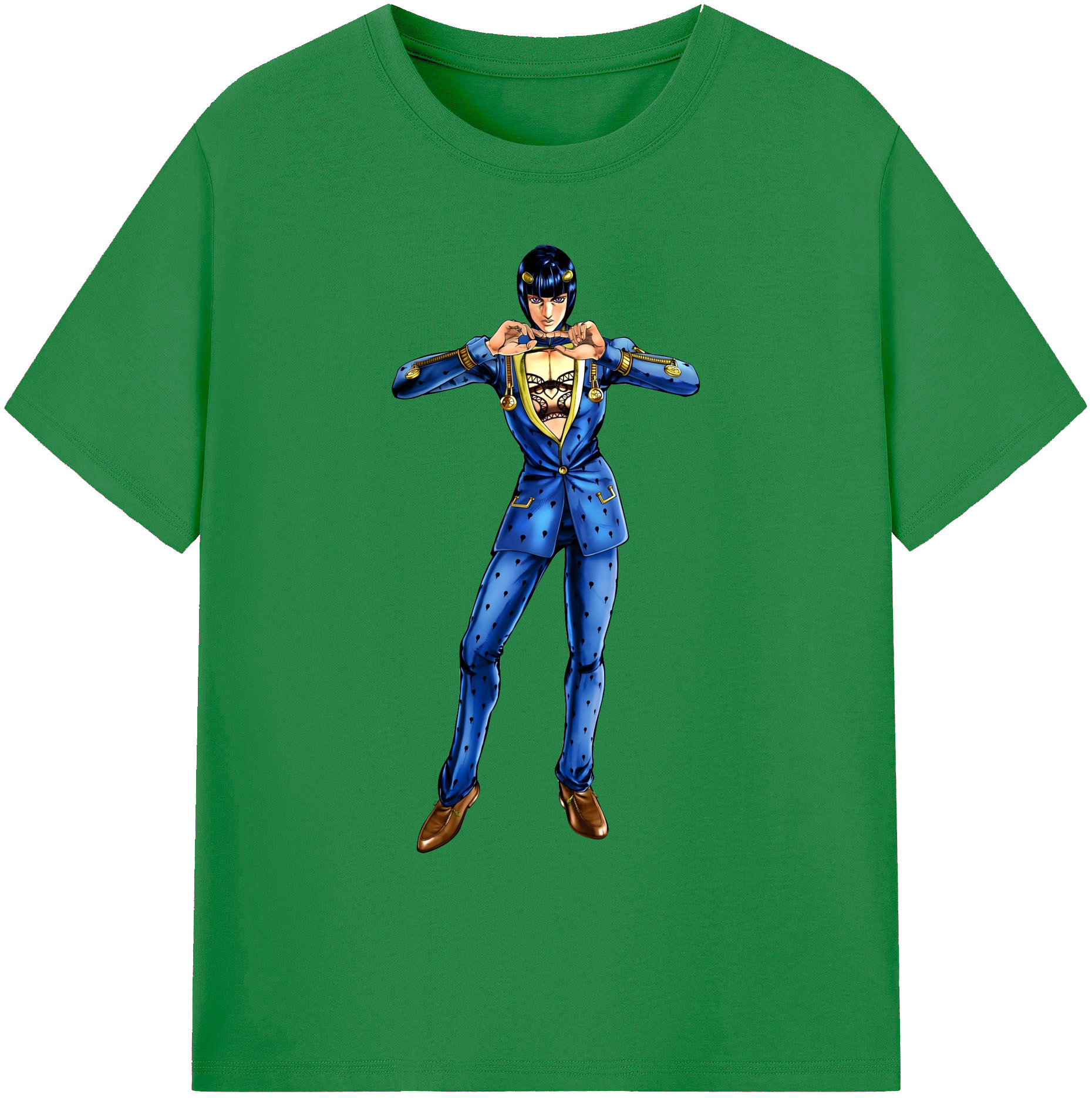 （画像用） ジョジョの奇妙な冒険 ブローノ?ブチャラティ JoJo's Bizarre Adventure Bruno Bucciarati 綿100％ メンズ半袖Tシャツ｜肌触りやわらか＆通気性