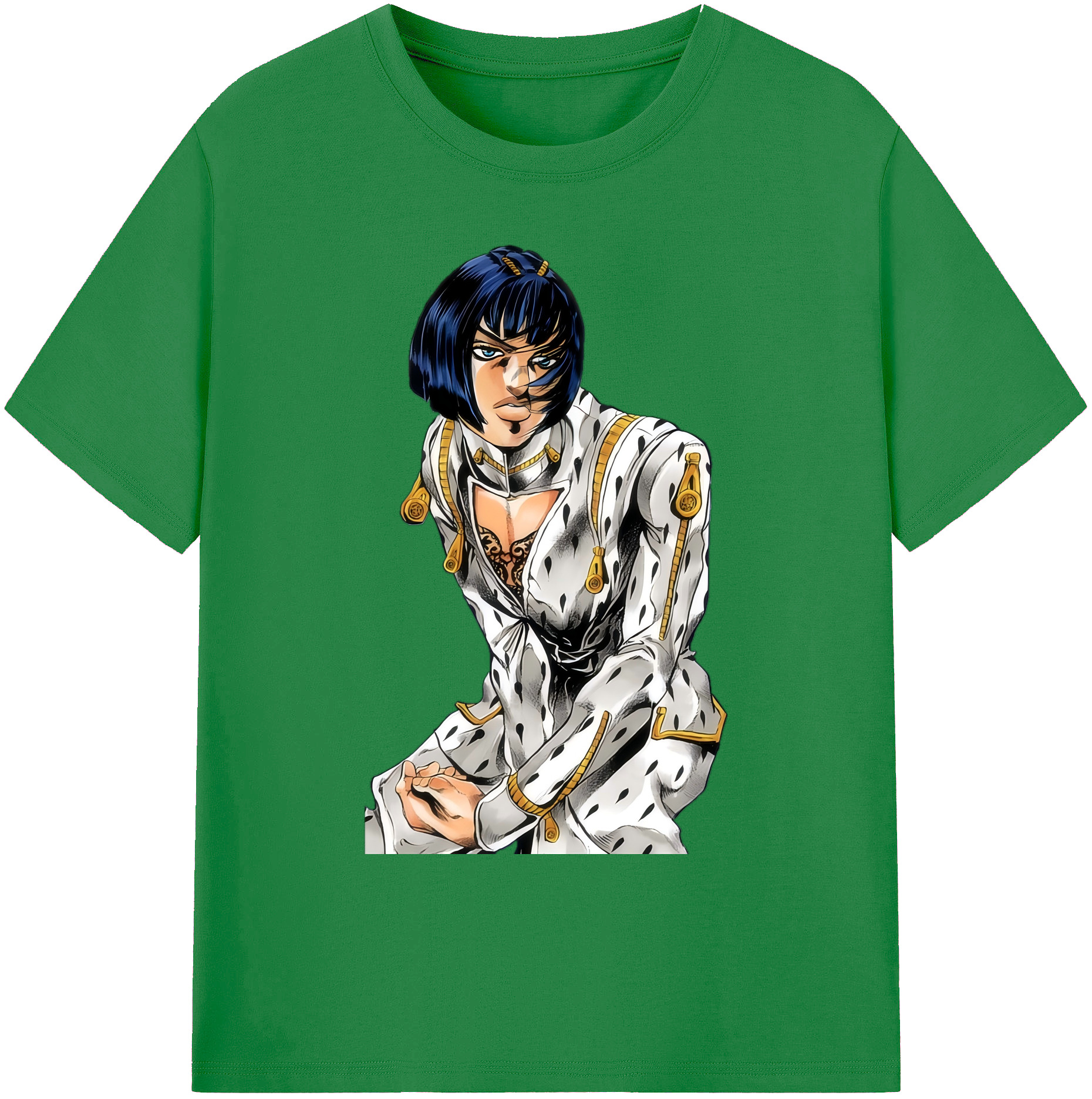 （画像用） ジョジョの奇妙な冒険 ブローノ?ブチャラティ JoJo's Bizarre Adventure Bruno Bucciarati 綿100％ メンズ半袖Tシャツ｜肌触りやわらか＆通気性