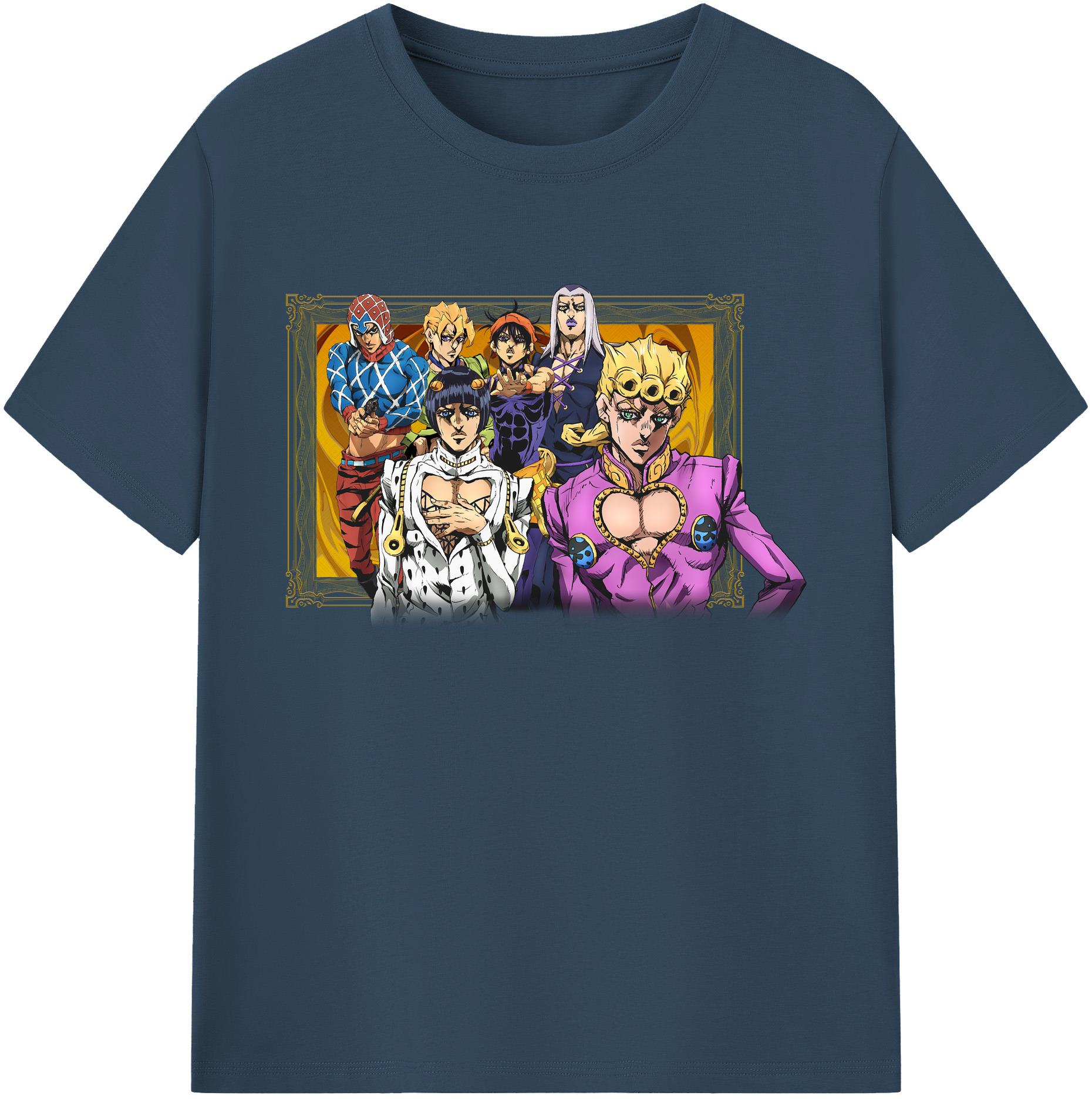 （画像用） ジョジョの奇妙な冒険 ジョルノ?ジョバァーナ JoJo's Bizarre Adventure Giorno Giovanna 綿100％ メンズ半袖Tシャツ｜肌触りやわらか＆通気性