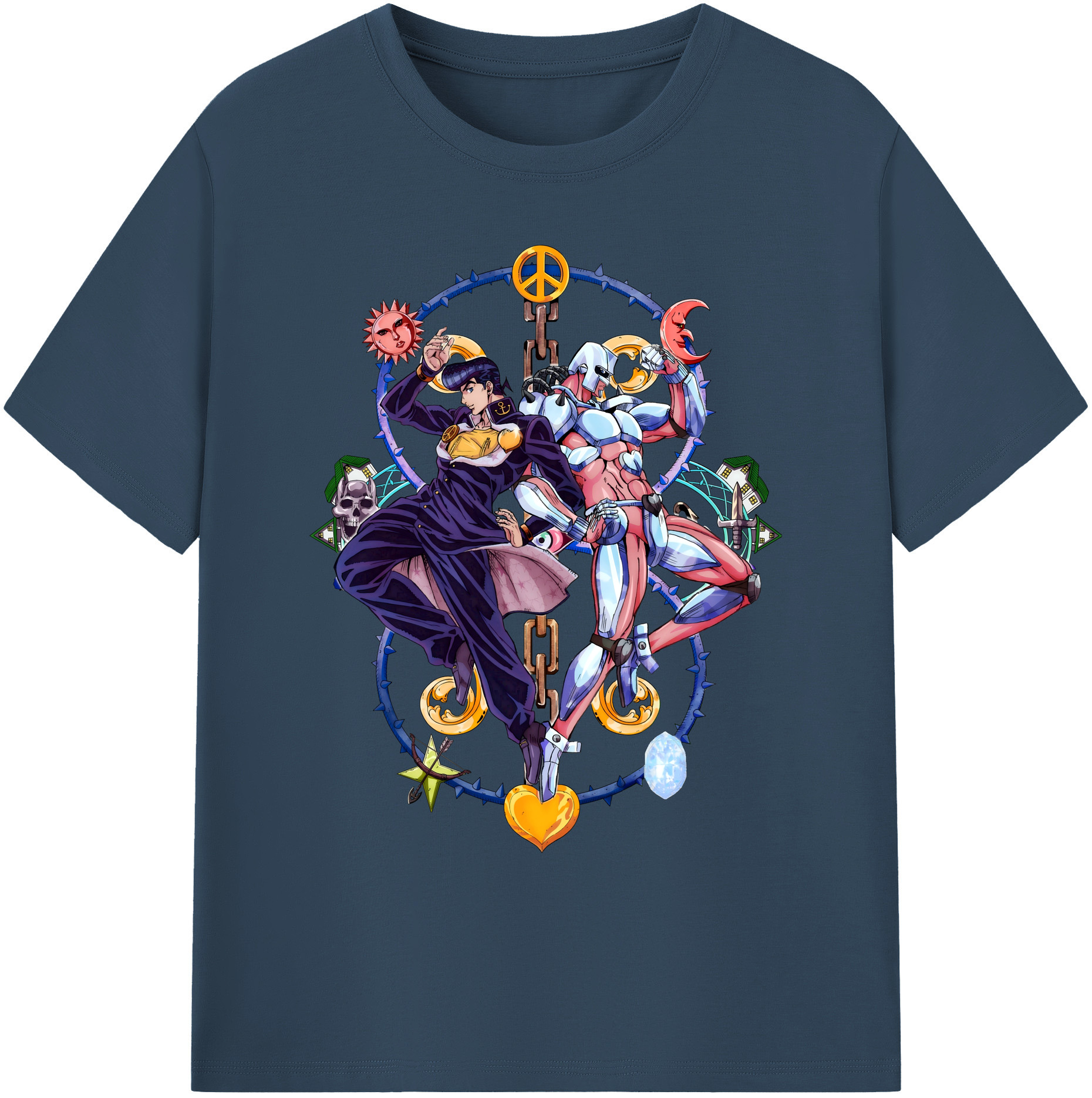（画像用） ジョジョの奇妙な冒険 ひがしかた じょうすけ JoJo's Bizarre Adventure Higashikata Josuke 綿100％ メンズ半袖Tシャツ｜肌触りやわらか＆通気性