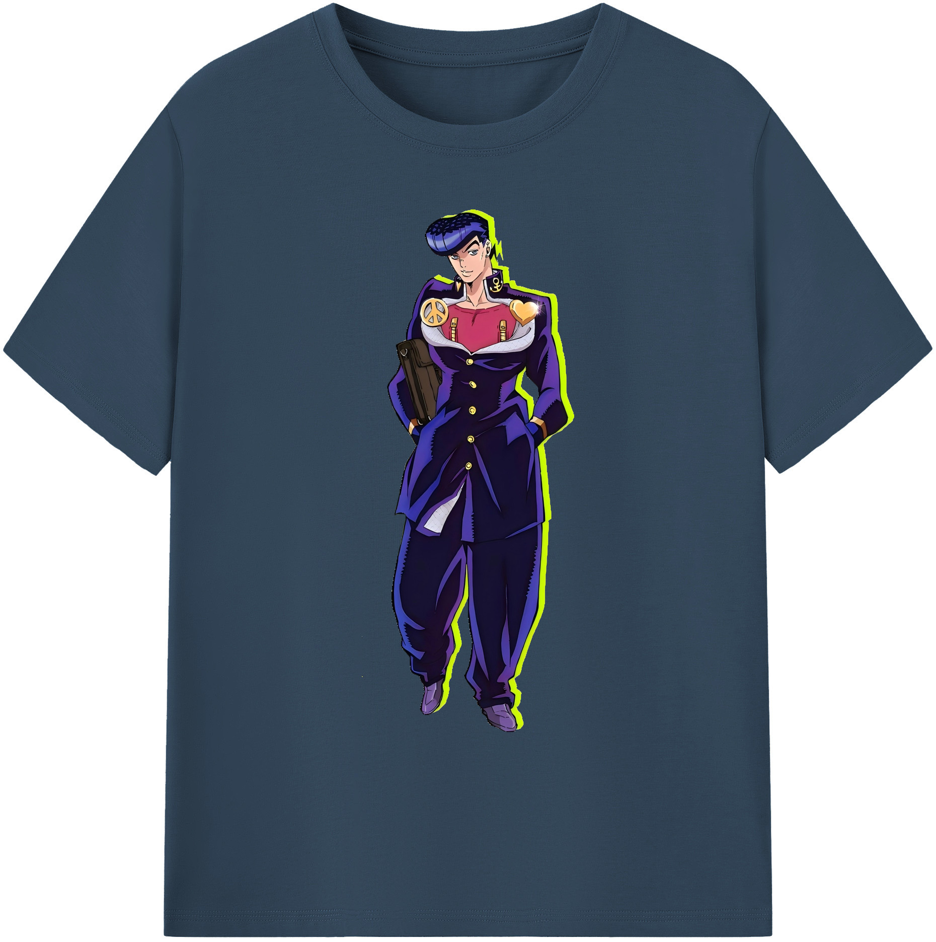 （画像用） ジョジョの奇妙な冒険 ひがしかた じょうすけ JoJo's Bizarre Adventure Higashikata Josuke 綿100％ メンズ半袖Tシャツ｜肌触りやわらか＆通気性