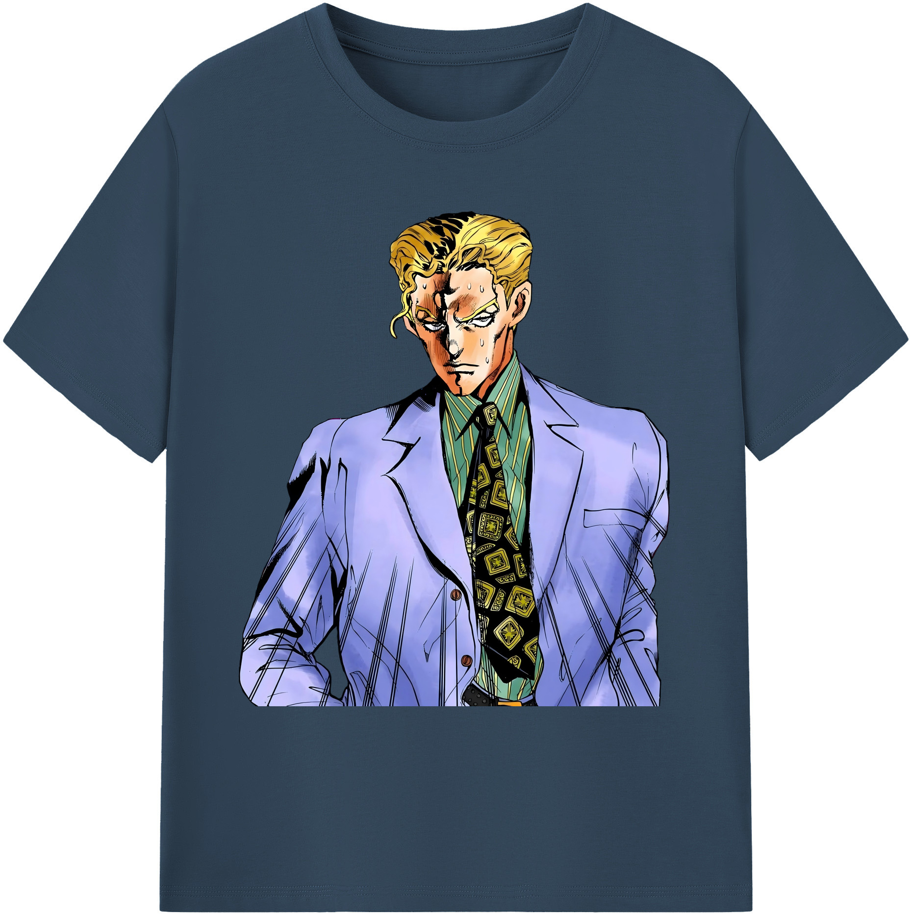 （画像用） ジョジョの奇妙な冒険 きら よしかげ JoJo's Bizarre Adventure Kira Yoshikage 綿100％ メンズ半袖Tシャツ｜肌触りやわらか＆通気性