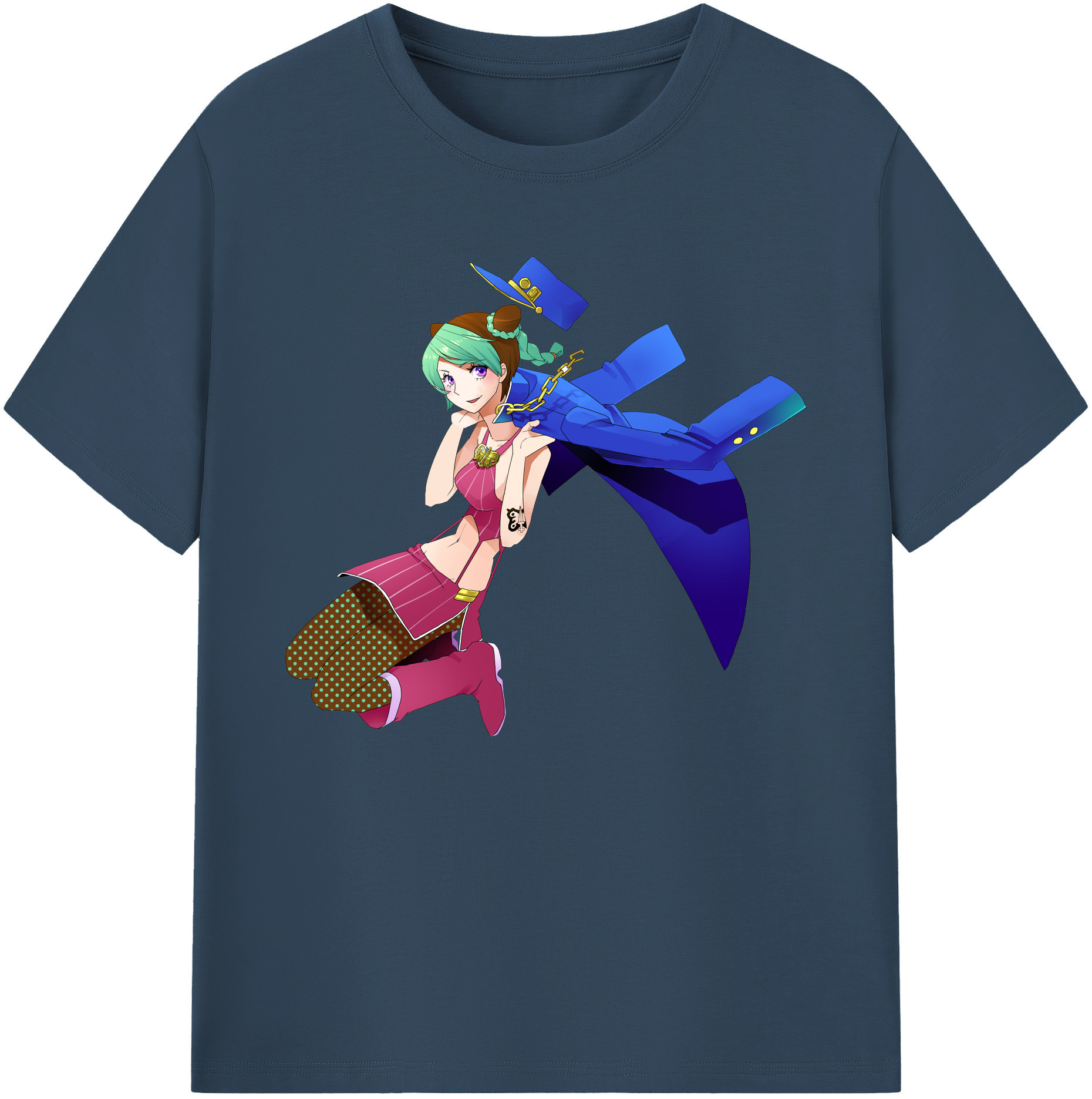 （画像用） "ジョジョの奇妙な冒険 くうじょう ジョリーン JoJo's Bizarre Adventure Jolyne Cujoh " 綿100％ メンズ半袖Tシャツ｜肌触りやわらか＆通気性