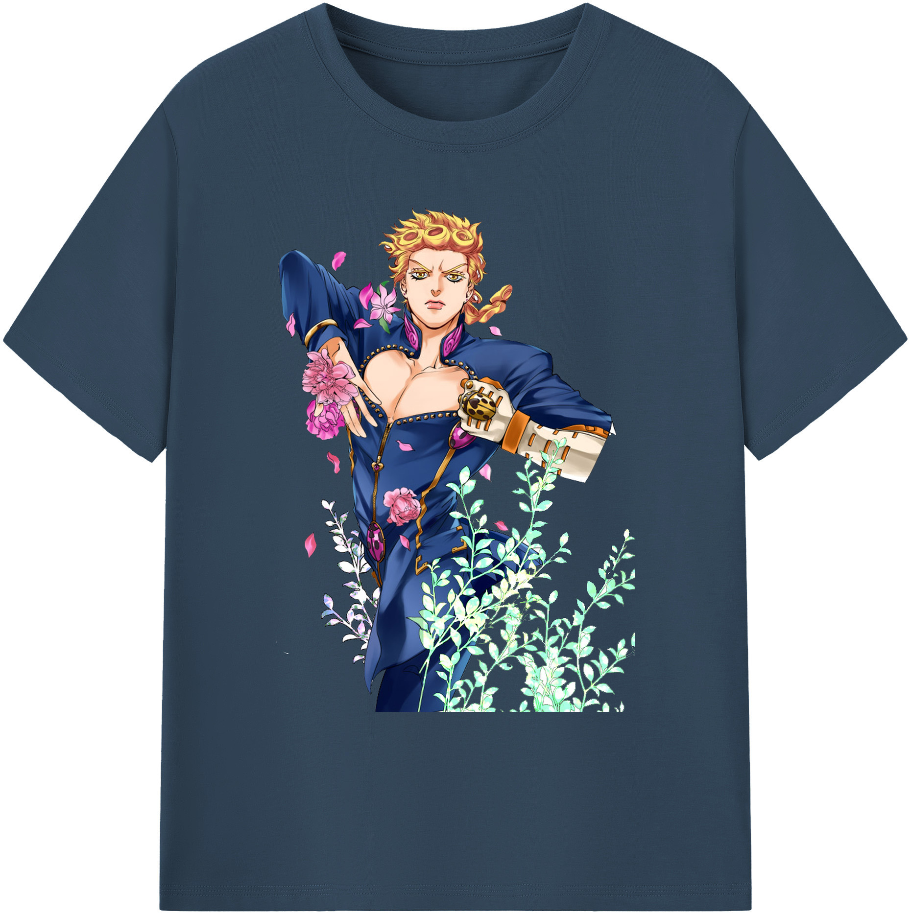 （画像用） ジョジョの奇妙な冒険 ジョルノ?ジョバァーナ JoJo's Bizarre Adventure Giorno Giovanna 綿100％ メンズ半袖Tシャツ｜肌触りやわらか＆通気性