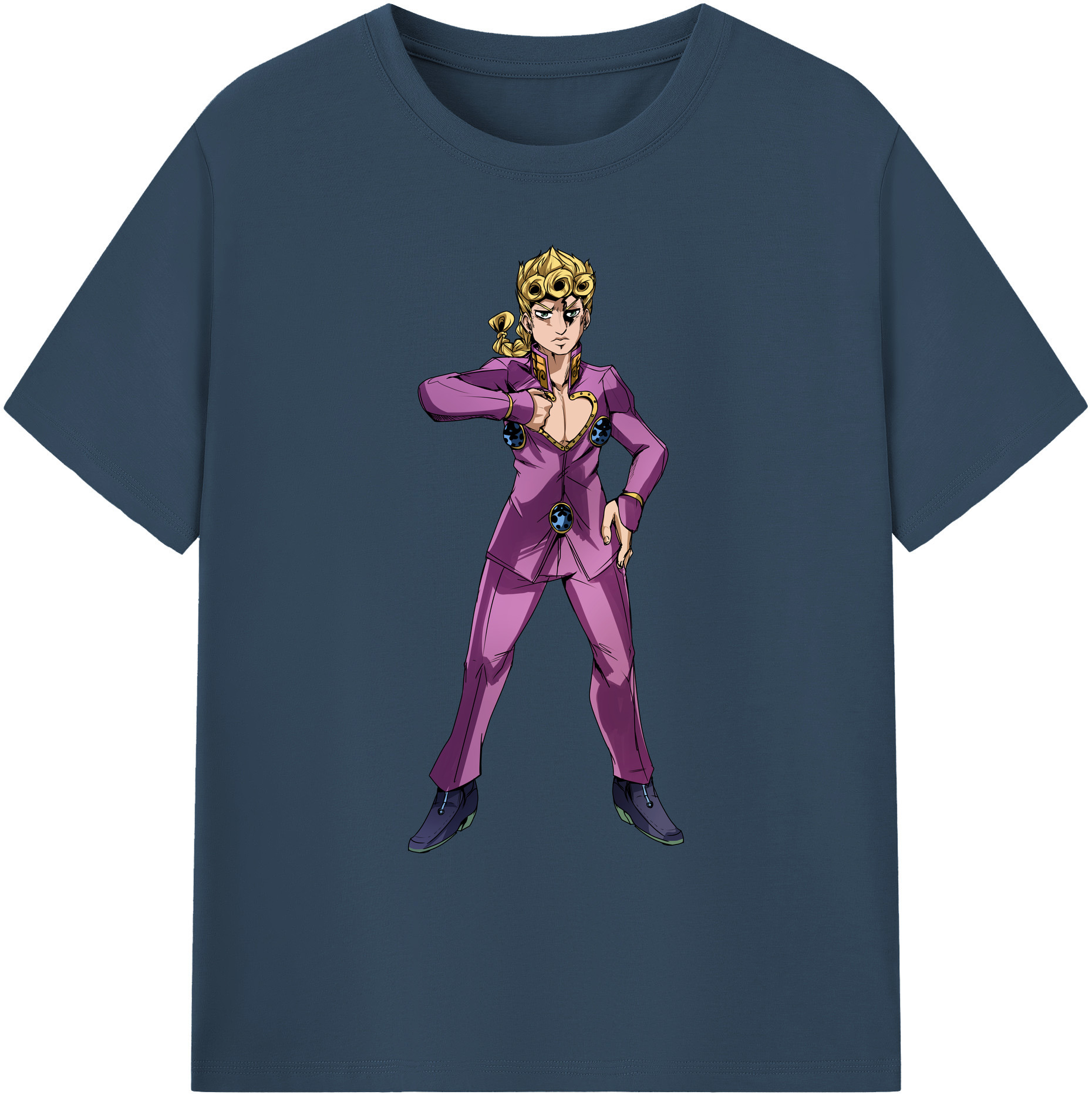 （画像用） ジョジョの奇妙な冒険 ジョルノ?ジョバァーナ JoJo's Bizarre Adventure Giorno Giovanna 綿100％ メンズ半袖Tシャツ｜肌触りやわらか＆通気性