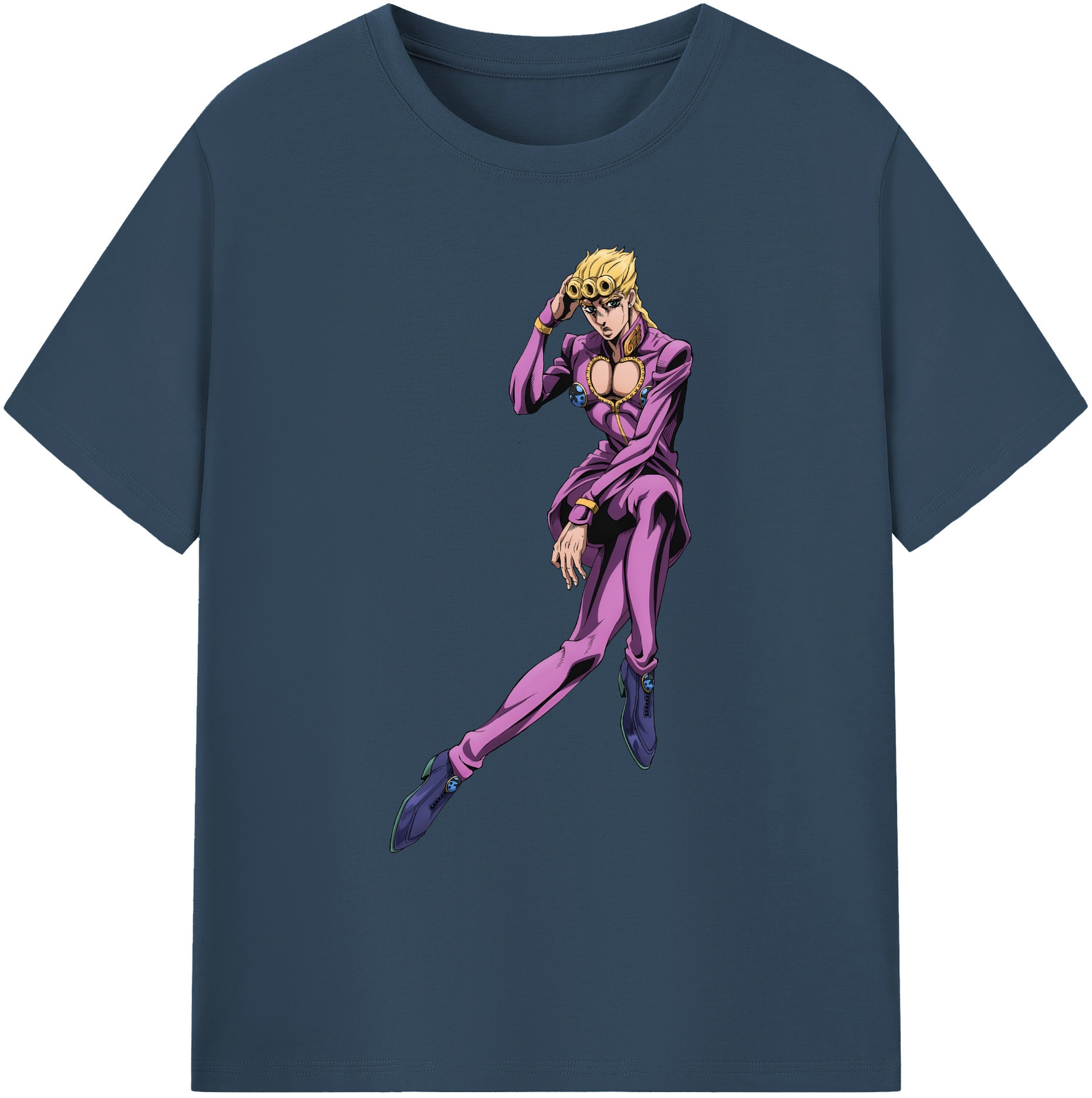 （画像用） ジョジョの奇妙な冒険 ジョルノ?ジョバァーナ JoJo's Bizarre Adventure Giorno Giovanna 綿100％ メンズ半袖Tシャツ｜肌触りやわらか＆通気性