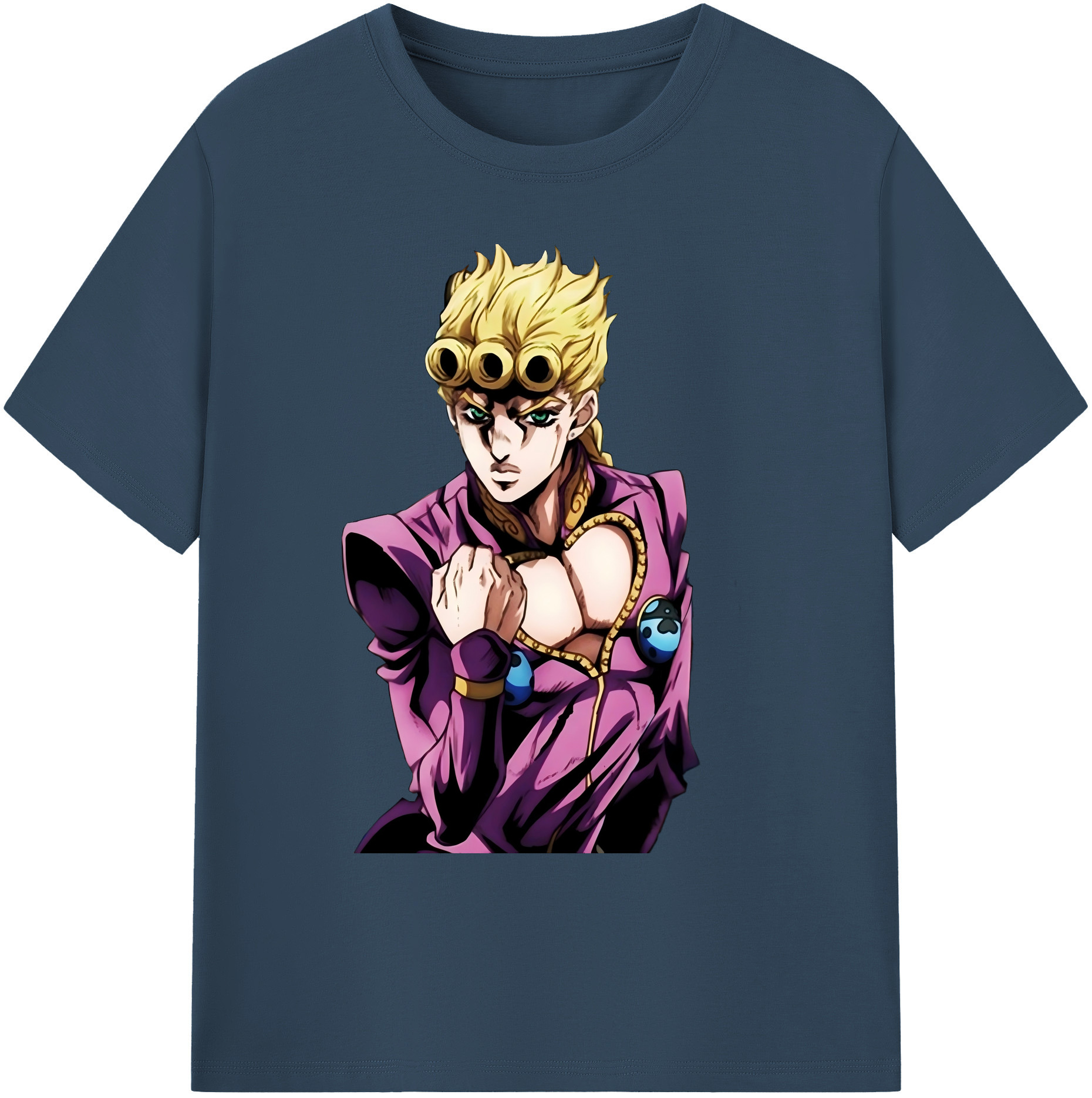 （画像用） ジョジョの奇妙な冒険 ジョルノ?ジョバァーナ JoJo's Bizarre Adventure Giorno Giovanna 綿100％ メンズ半袖Tシャツ｜肌触りやわらか＆通気性