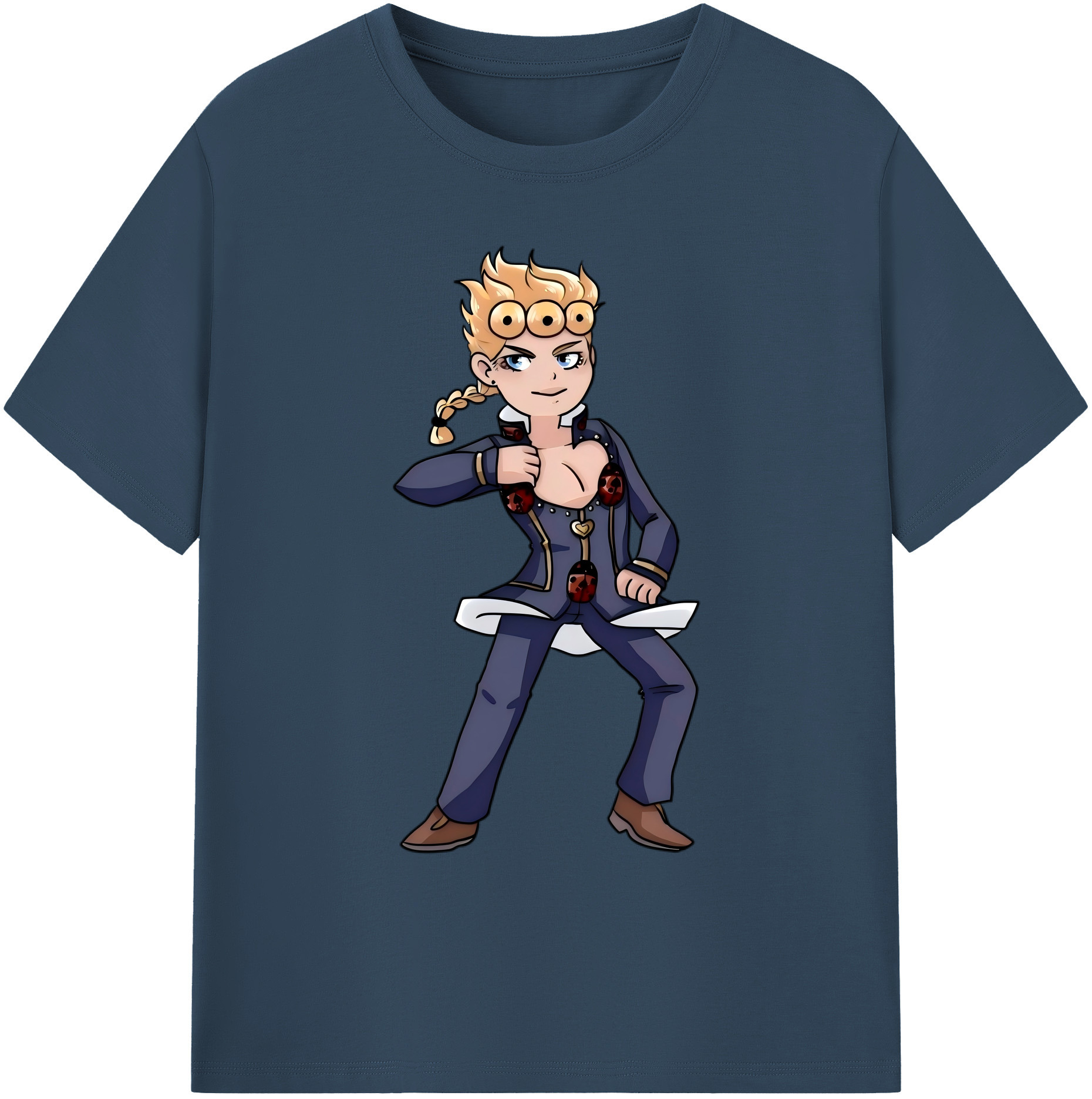 （画像用） ジョジョの奇妙な冒険 ジョルノ?ジョバァーナ JoJo's Bizarre Adventure Giorno Giovanna 綿100％ メンズ半袖Tシャツ｜肌触りやわらか＆通気性