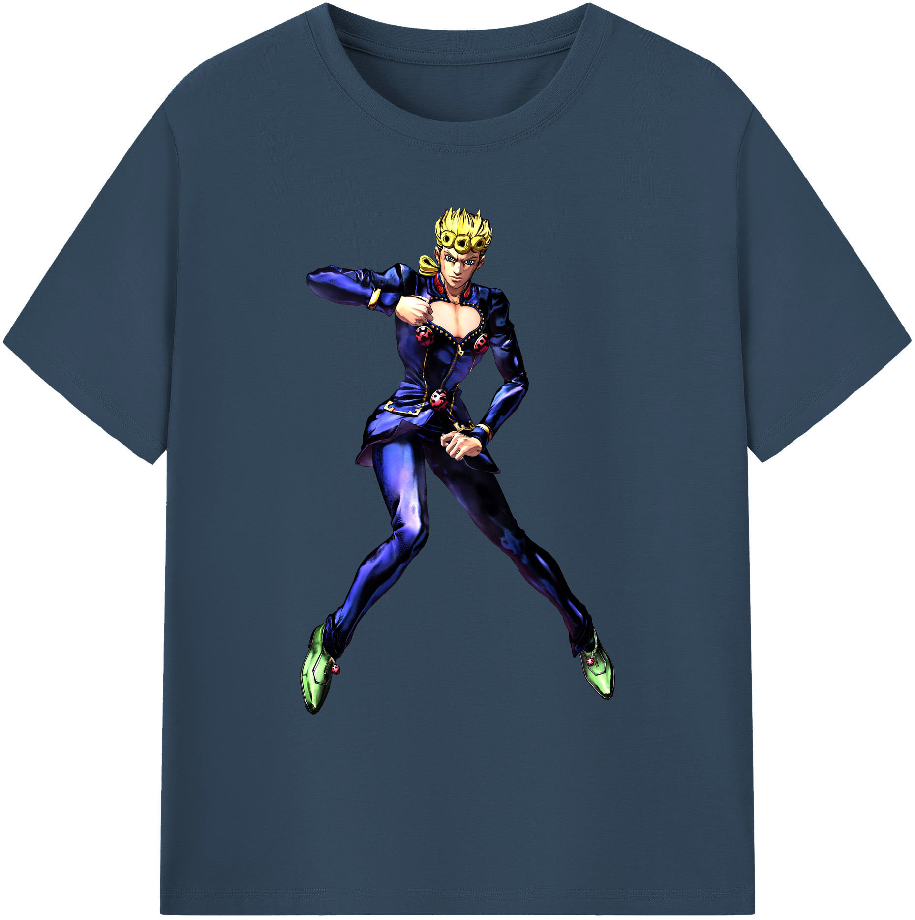 （画像用） ジョジョの奇妙な冒険 ジョルノ?ジョバァーナ JoJo's Bizarre Adventure Giorno Giovanna 綿100％ メンズ半袖Tシャツ｜肌触りやわらか＆通気性