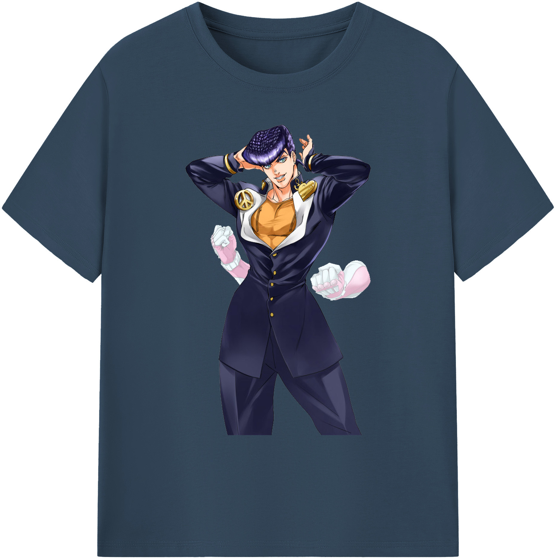 （画像用） ジョジョの奇妙な冒険 ひがしかた じょうすけ JoJo's Bizarre Adventure Higashikata Josuke 綿100％ メンズ半袖Tシャツ｜肌触りやわらか＆通気性