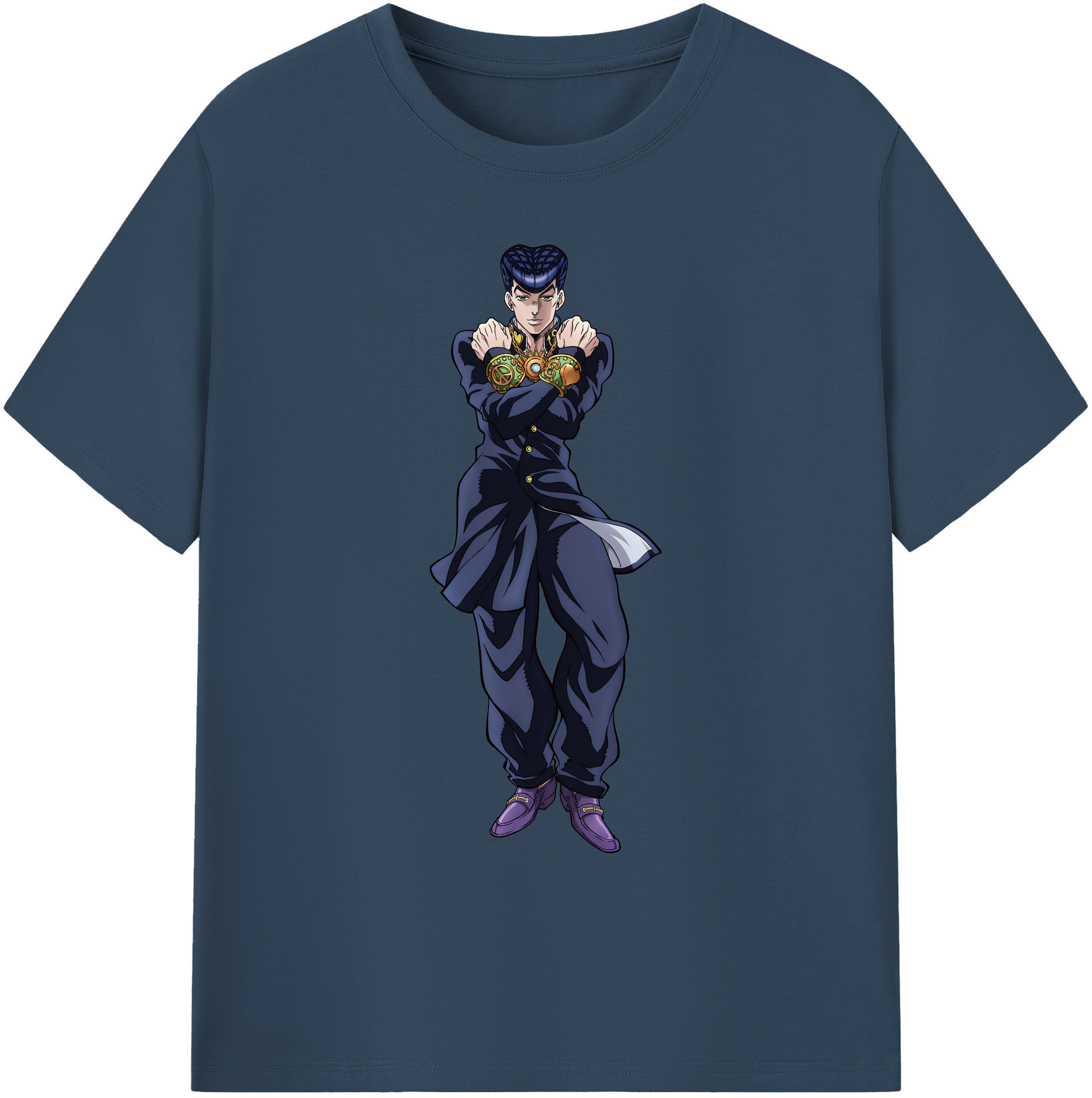 （画像用） ジョジョの奇妙な冒険 ひがしかた じょうすけ JoJo's Bizarre Adventure Higashikata Josuke 綿100％ メンズ半袖Tシャツ｜肌触りやわらか＆通気性