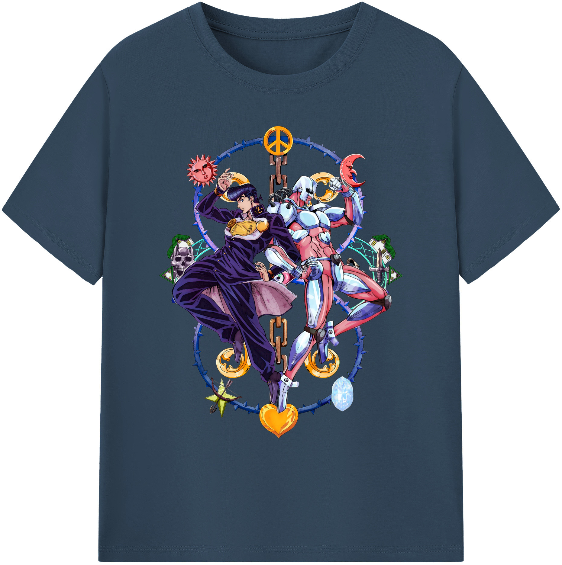 （画像用） ジョジョの奇妙な冒険 ひがしかた じょうすけ JoJo's Bizarre Adventure Higashikata Josuke 綿100％ メンズ半袖Tシャツ｜肌触りやわらか＆通気性