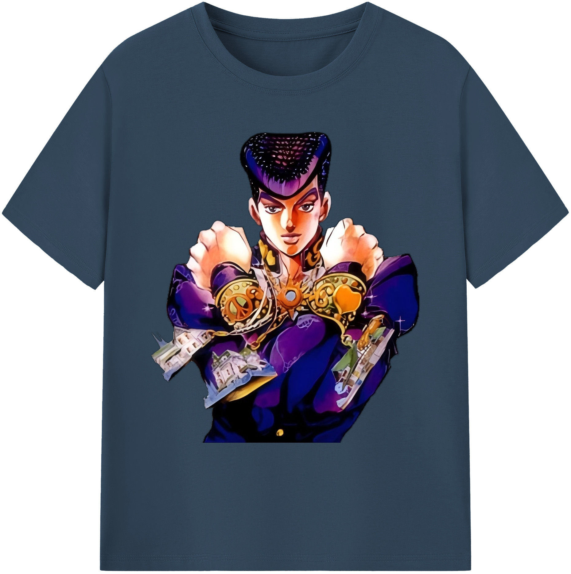（画像用） ジョジョの奇妙な冒険 ひがしかた じょうすけ JoJo's Bizarre Adventure Higashikata Josuke 綿100％ メンズ半袖Tシャツ｜肌触りやわらか＆通気性