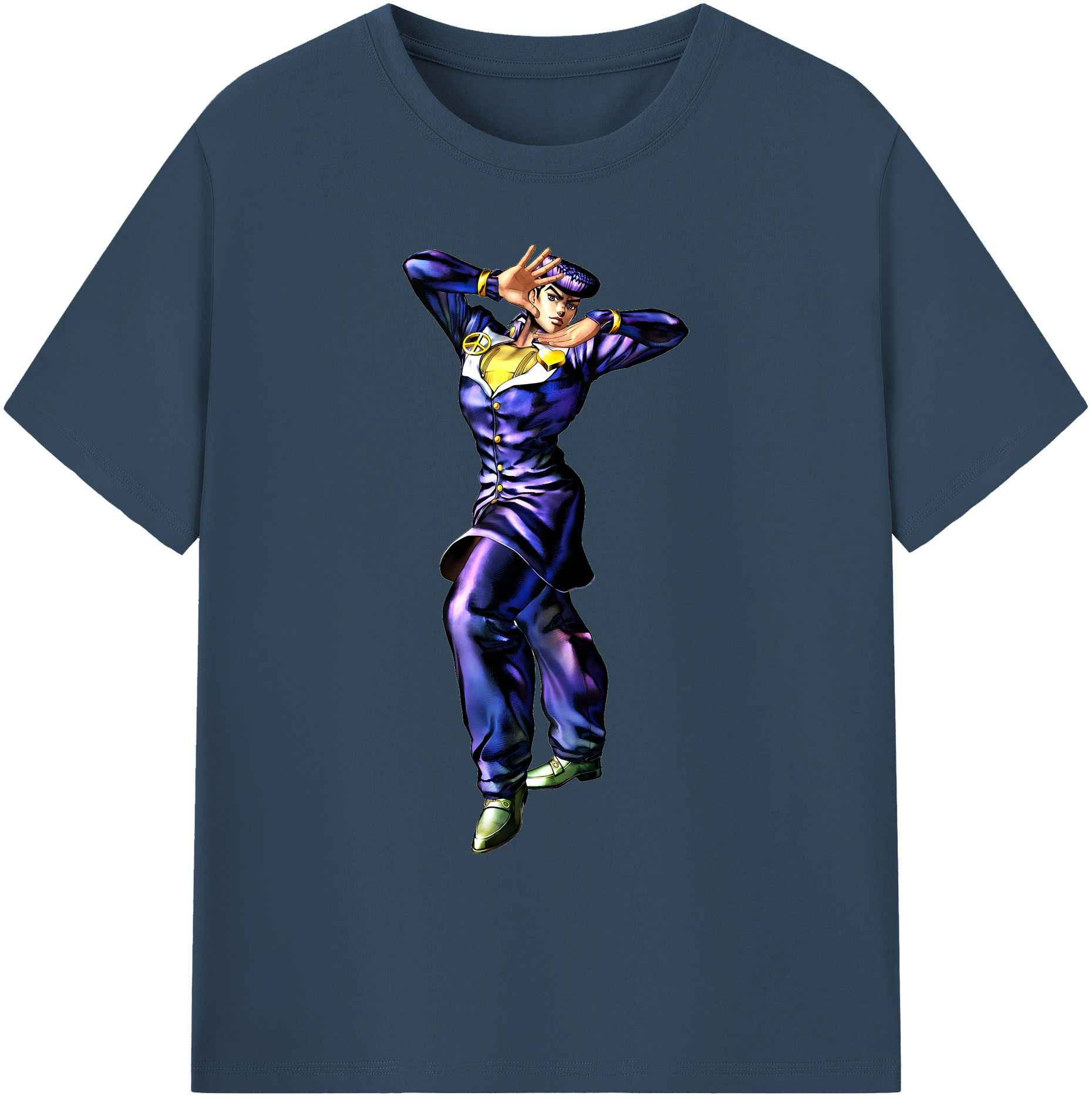 （画像用） ジョジョの奇妙な冒険 ひがしかた じょうすけ JoJo's Bizarre Adventure Higashikata Josuke 綿100％ メンズ半袖Tシャツ｜肌触りやわらか＆通気性