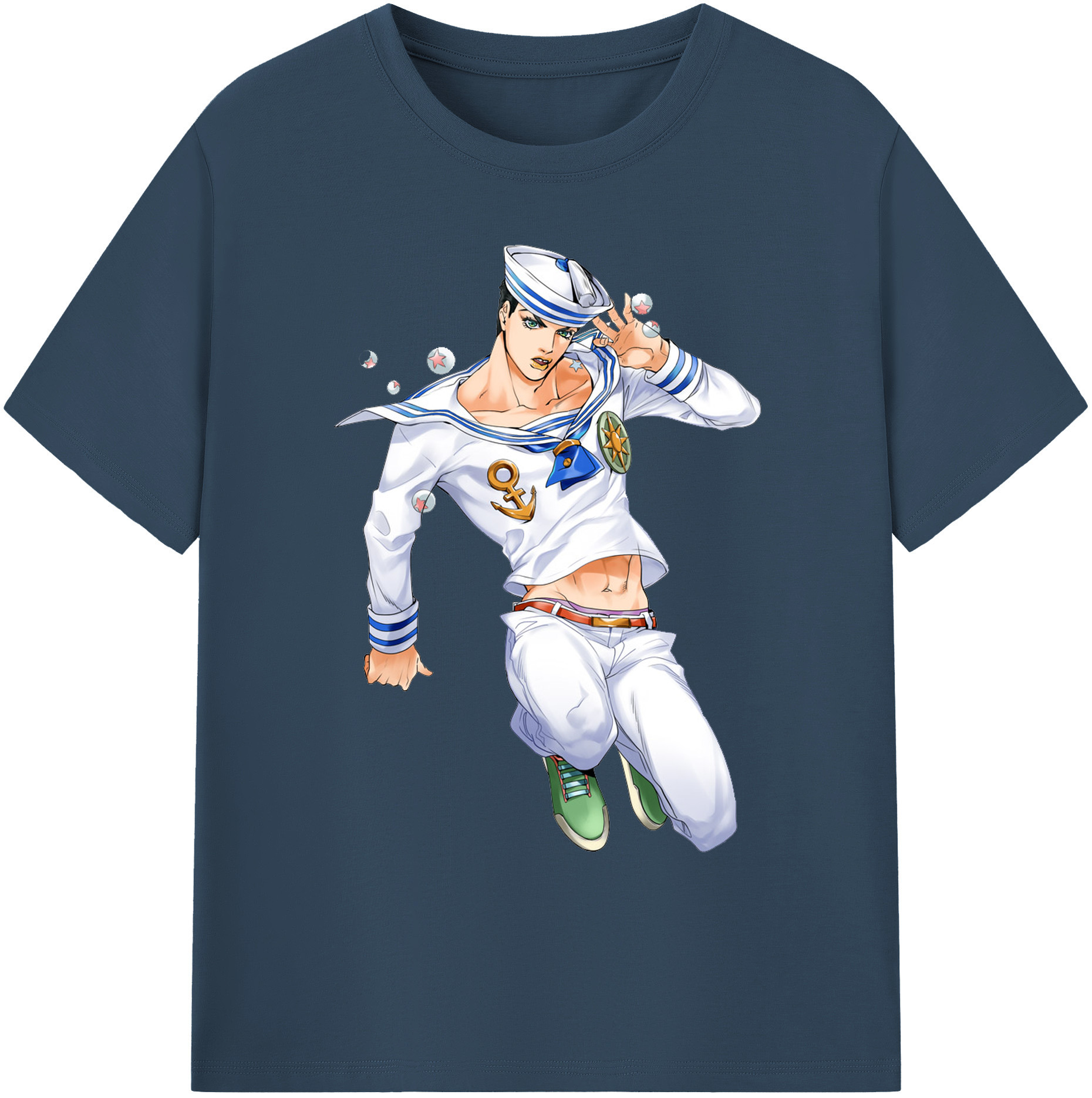 （画像用） ジョジョの奇妙な冒険 東方定助 JoJo's Bizarre Adventure Higashikata Josuke 綿100％ メンズ半袖Tシャツ｜肌触りやわらか＆通気性