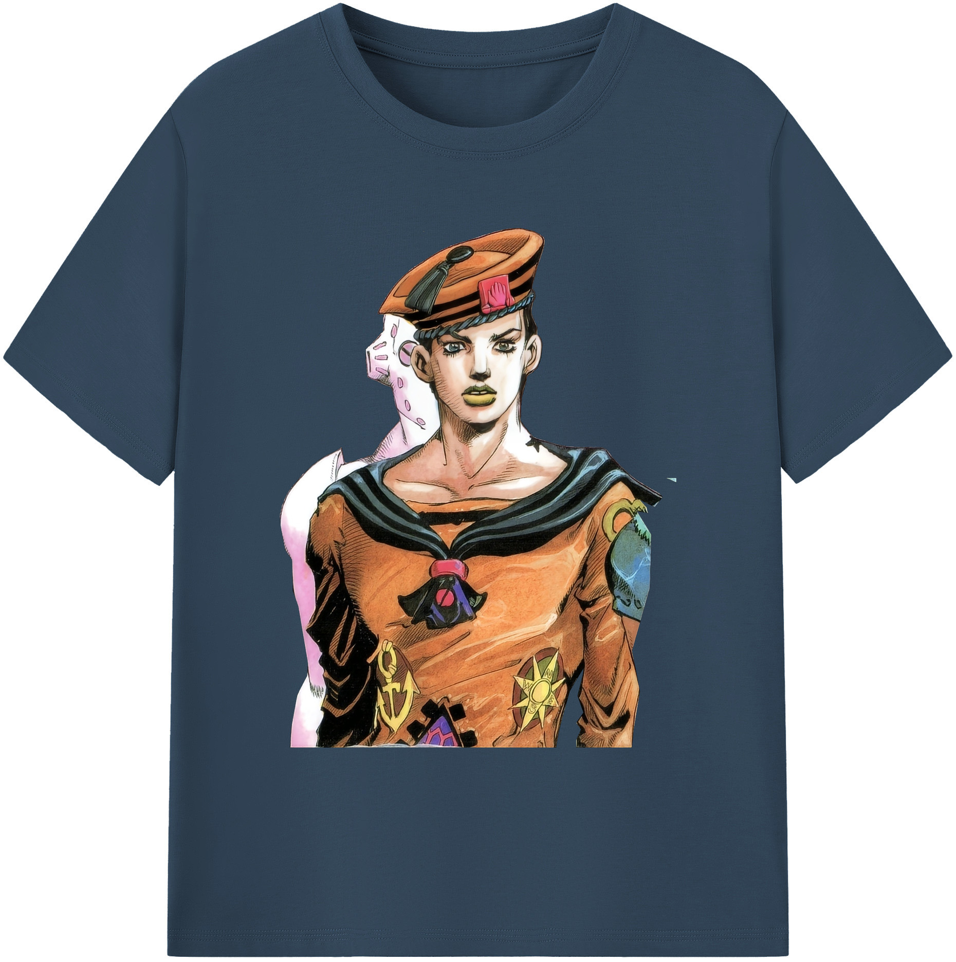 （画像用） ジョジョの奇妙な冒険 東方定助 JoJo's Bizarre Adventure Higashikata Josuke 綿100％ メンズ半袖Tシャツ｜肌触りやわらか＆通気性