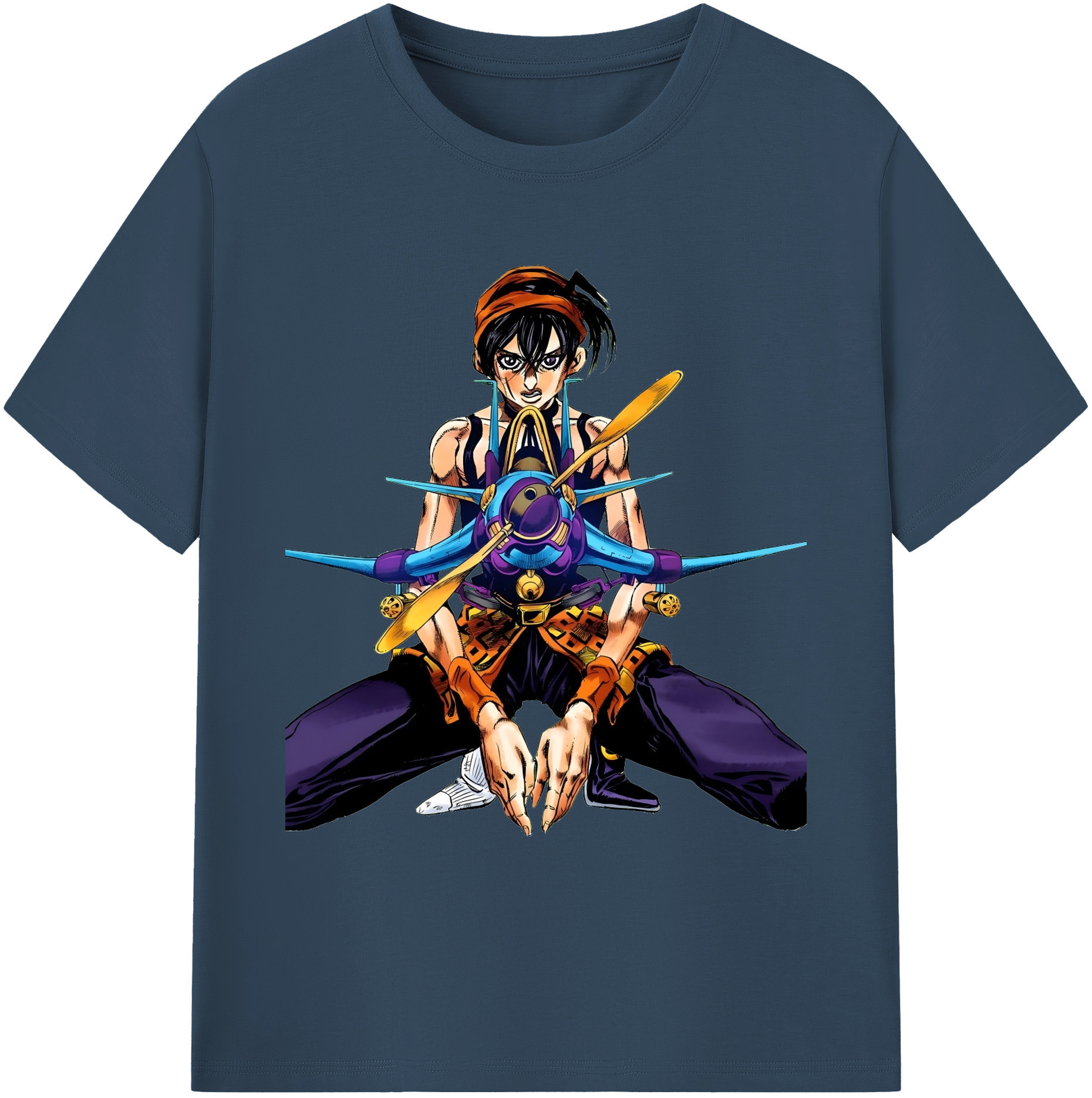 （画像用） ジョジョの奇妙な冒険 ナランチャ?ギルガ JoJo's Bizarre Adventure Narancia Ghirga 綿100％ メンズ半袖Tシャツ｜肌触りやわらか＆通気性