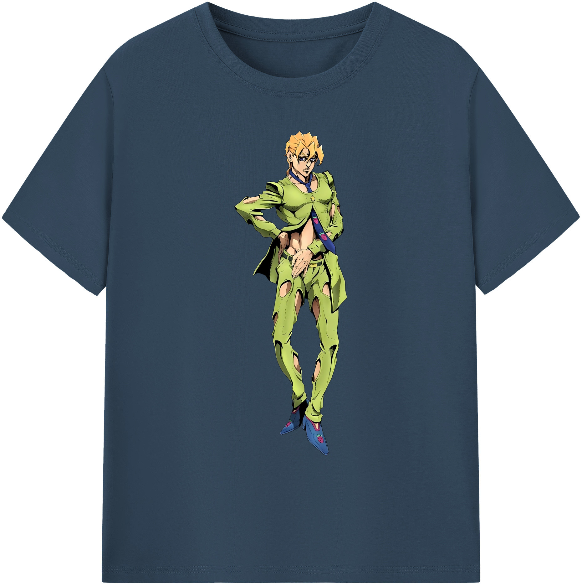 （画像用） ジョジョの奇妙な冒険 パンナコッタ?フー JoJo's Bizarre Adventure Pannacotta Fugo 綿100％ メンズ半袖Tシャツ｜肌触りやわらか＆通気性