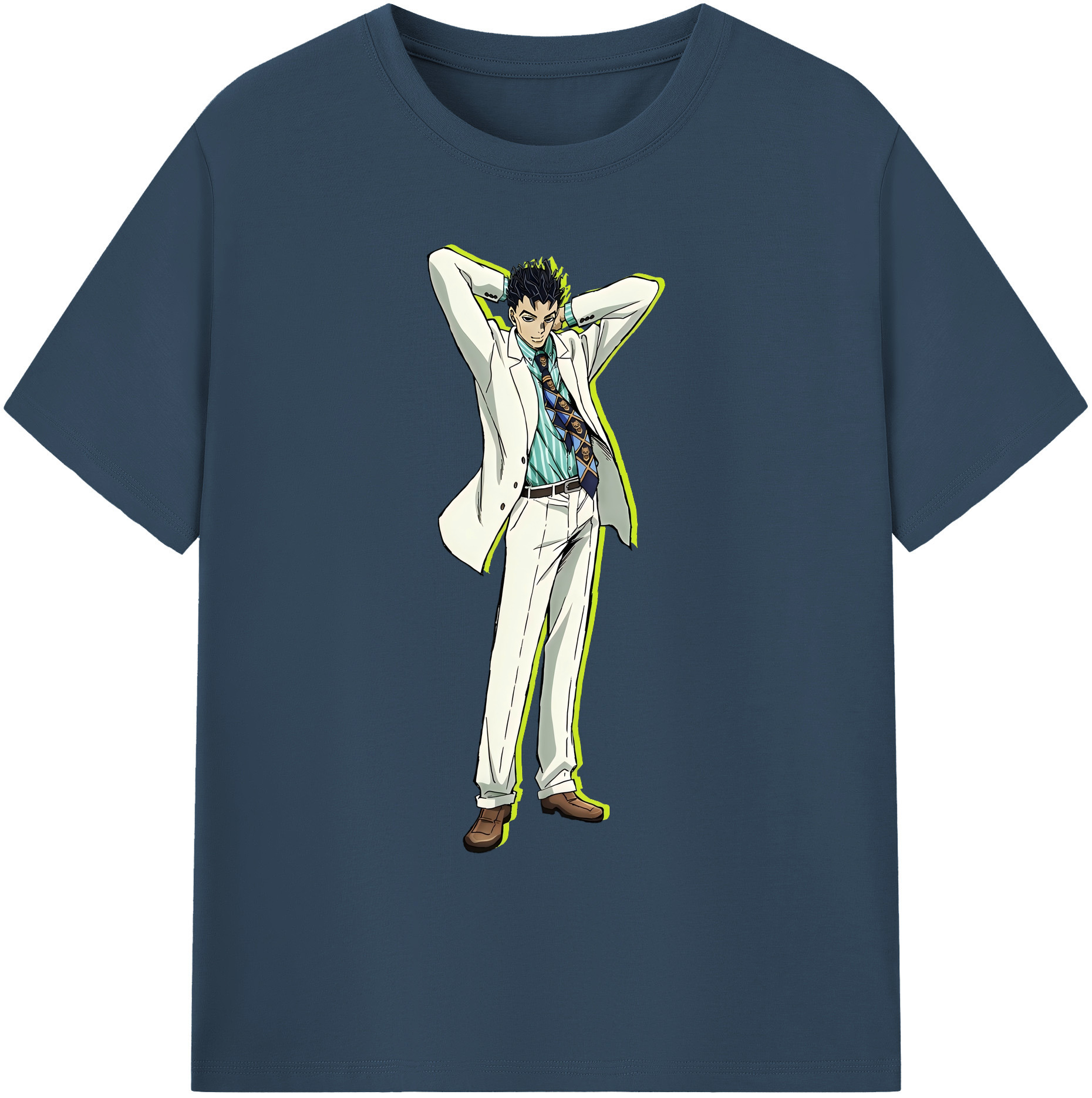 （画像用） ジョジョの奇妙な冒険 きら よしかげ JoJo's Bizarre Adventure Kira Yoshikage 綿100％ メンズ半袖Tシャツ｜肌触りやわらか＆通気性