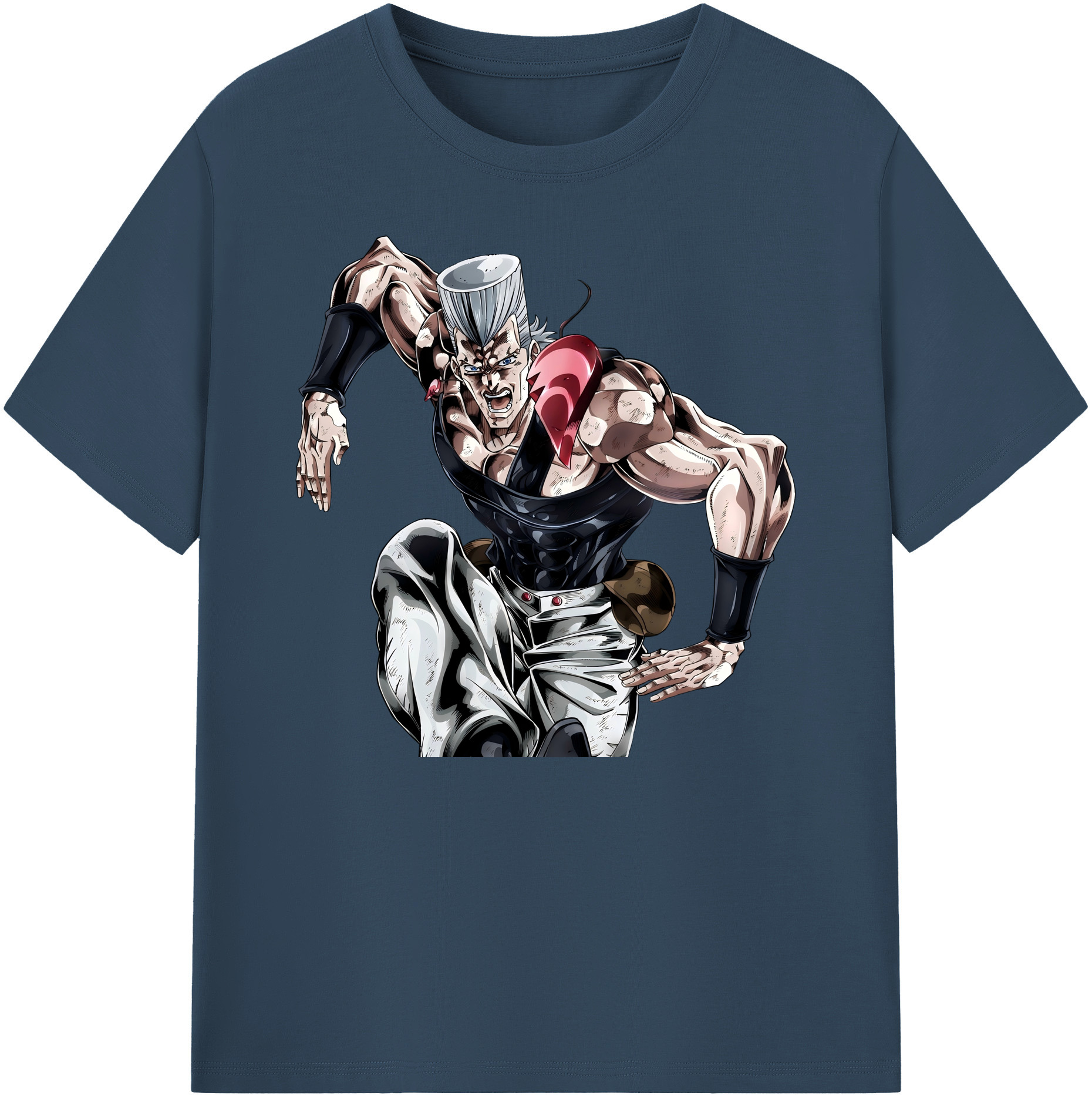 （画像用） ジョジョの奇妙な冒険 ジャン＝ピエール?ポルナレフ JoJo's Bizarre Adventure Jan Pierre Polnareff 綿100％ メンズ半袖Tシャツ｜肌触りやわらか＆通気性