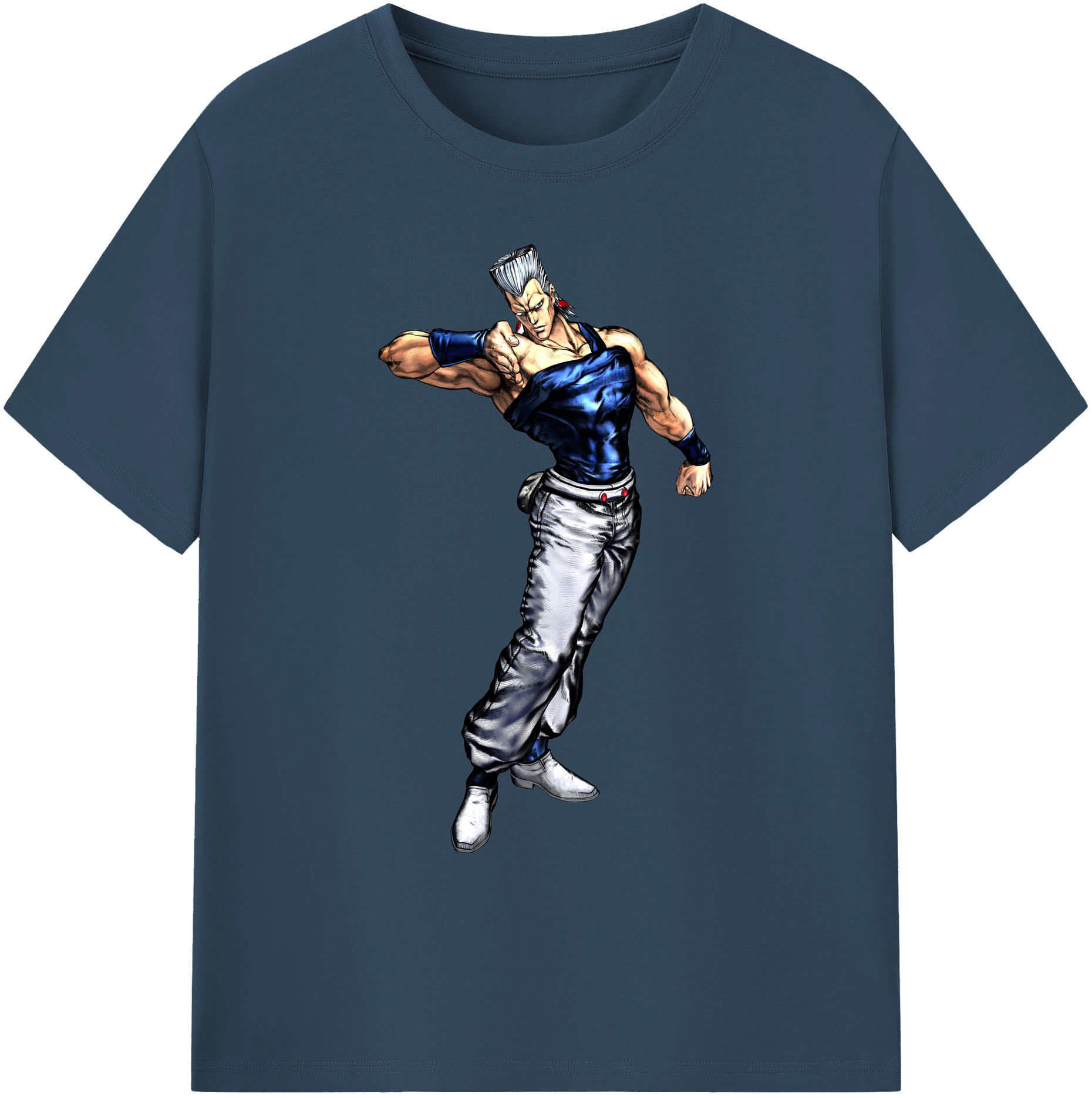 （画像用） ジョジョの奇妙な冒険 ジャン＝ピエール?ポルナレフ JoJo's Bizarre Adventure Jan Pierre Polnareff 綿100％ メンズ半袖Tシャツ｜肌触りやわらか＆通気性