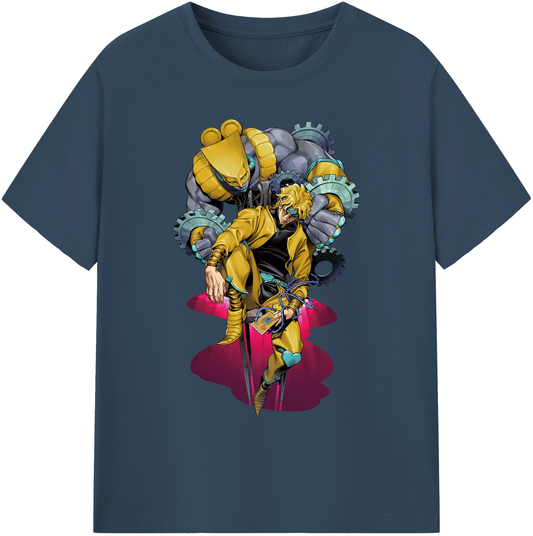 （画像用） ジョジョの奇妙な冒険 ディオ?ブランドー JoJo's Bizarre Adventure Dio Brando 綿100％ メンズ半袖Tシャツ｜肌触りやわらか＆通気性