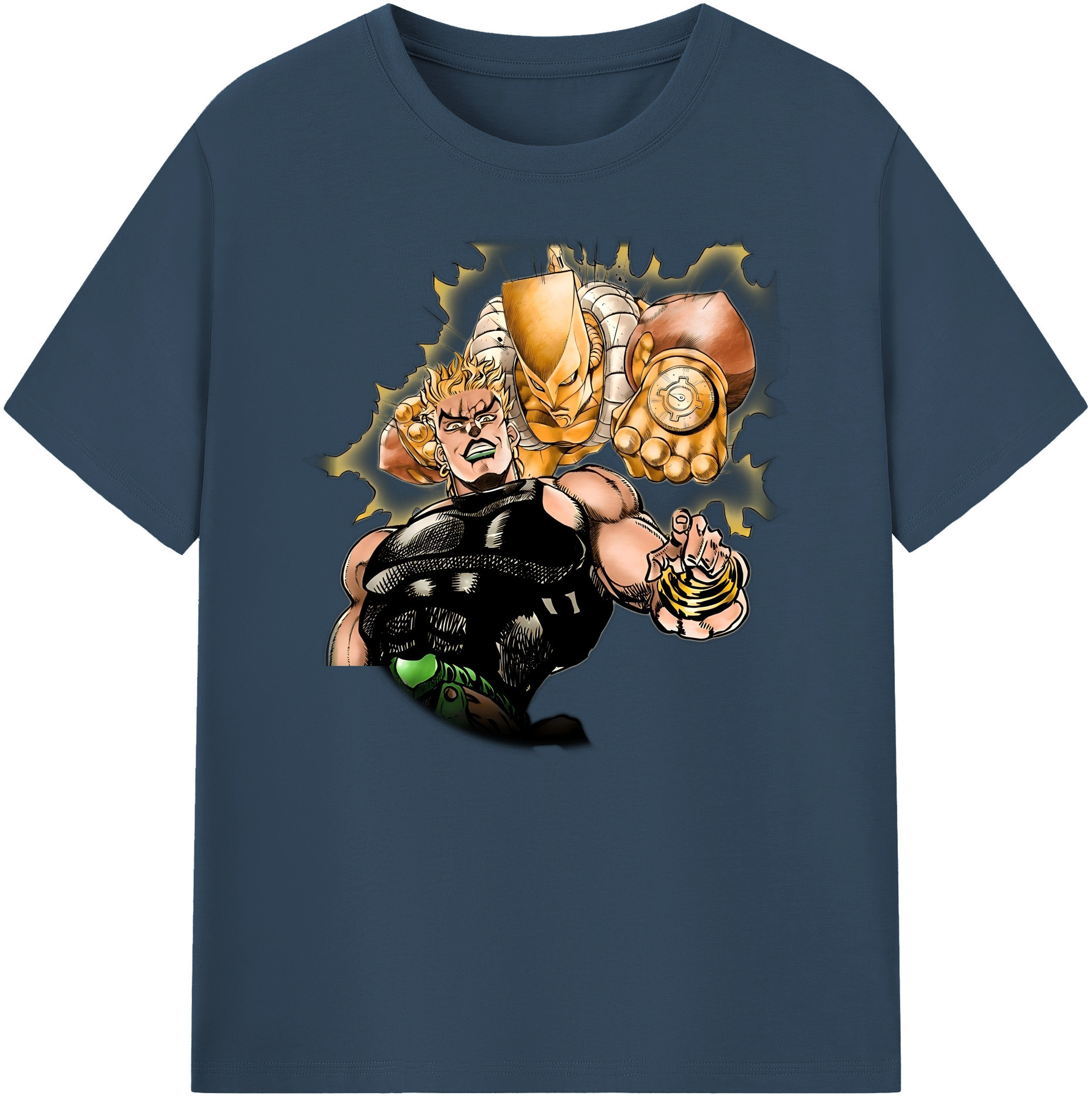 （画像用） ジョジョの奇妙な冒険 ディオ?ブランドー JoJo's Bizarre Adventure Dio Brando 綿100％ メンズ半袖Tシャツ｜肌触りやわらか＆通気性