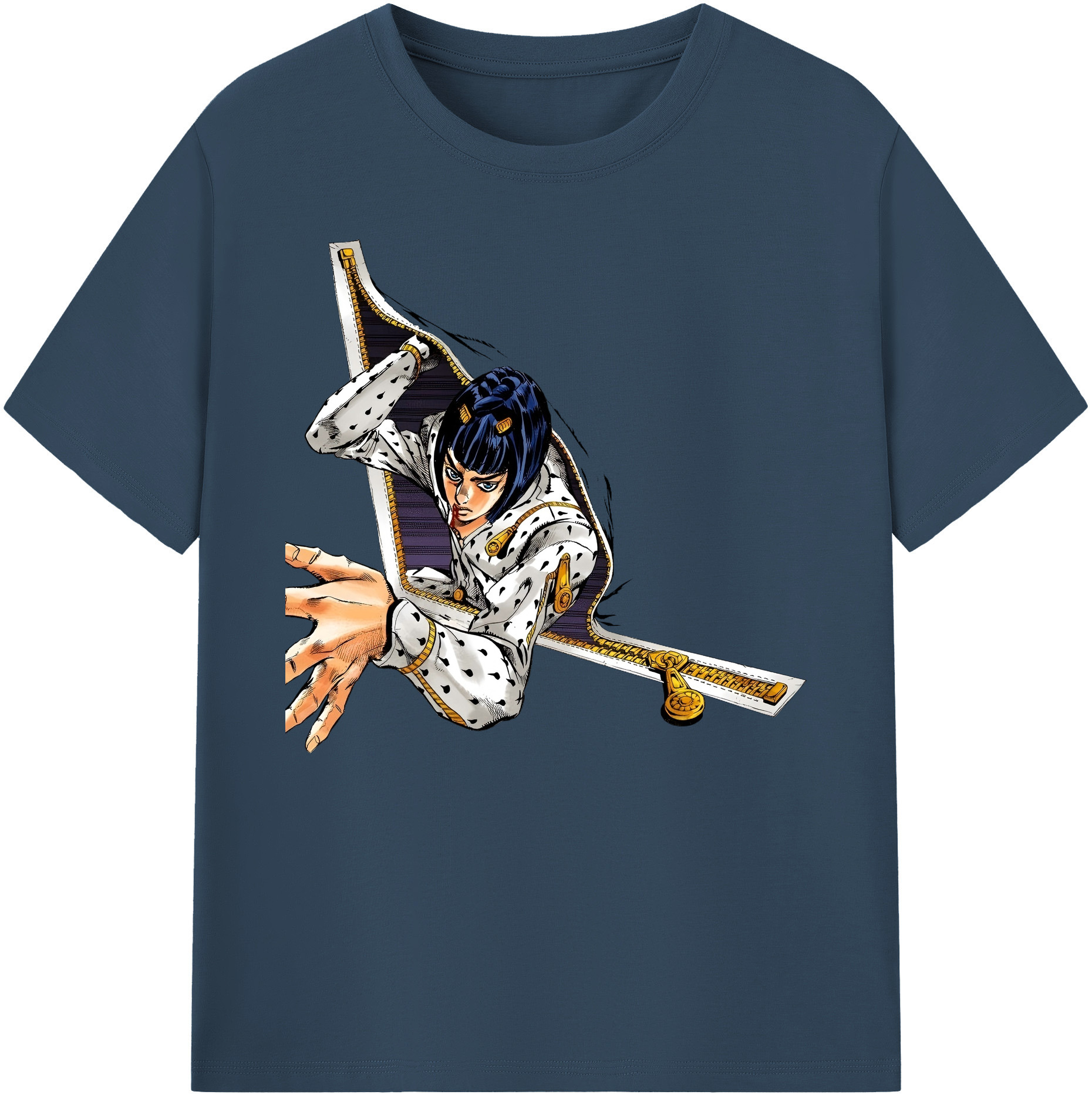 （画像用） ジョジョの奇妙な冒険 ブローノ?ブチャラティ JoJo's Bizarre Adventure Bruno Bucciarati 綿100％ メンズ半袖Tシャツ｜肌触りやわらか＆通気性
